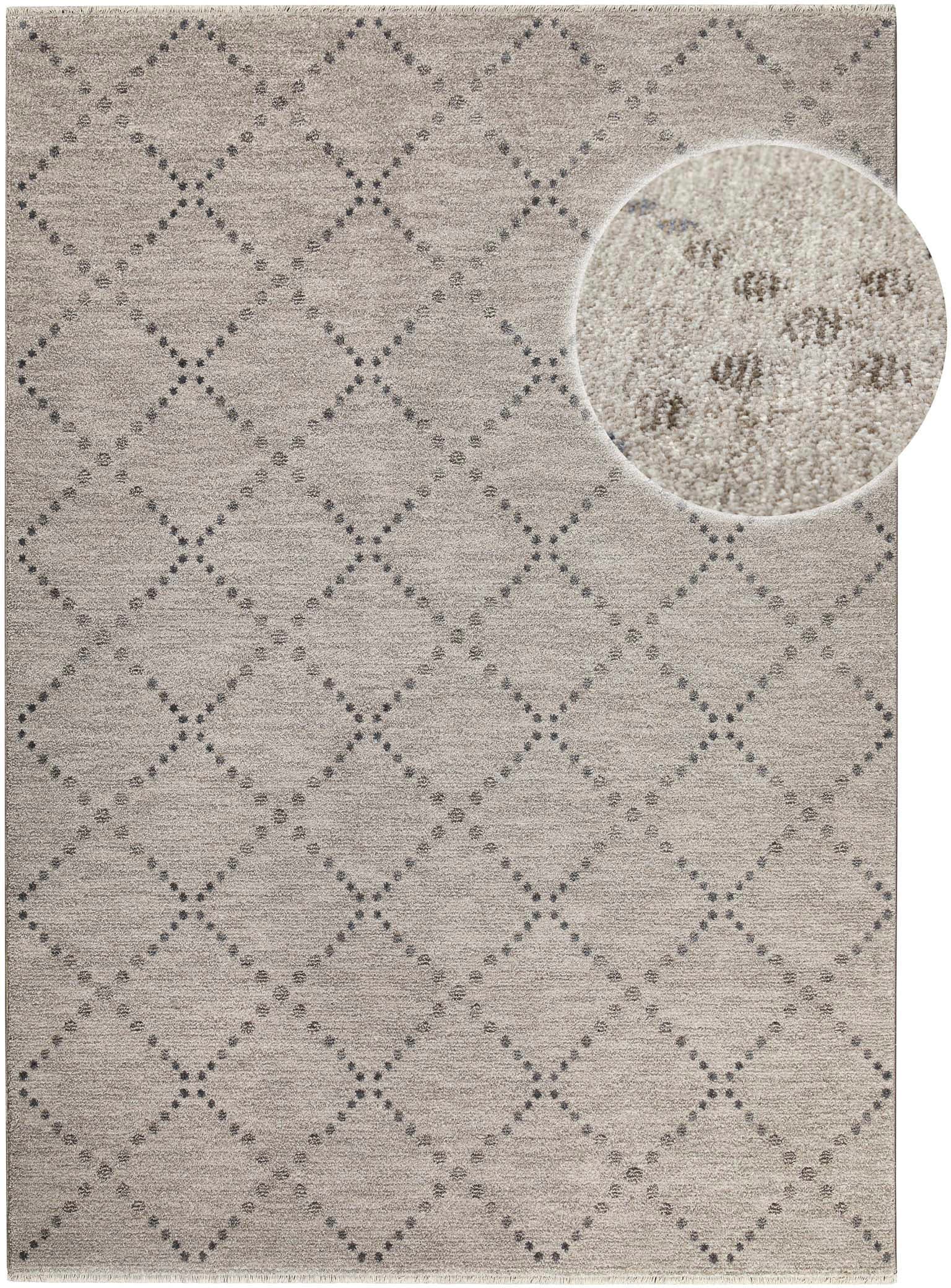 GOODproduct Teppich »Thoren« rechteckig 12 mm Höhe weicher Kurzflor, Rautenmuster mit Fransen, Wohnzimmer, Schlafzimmer