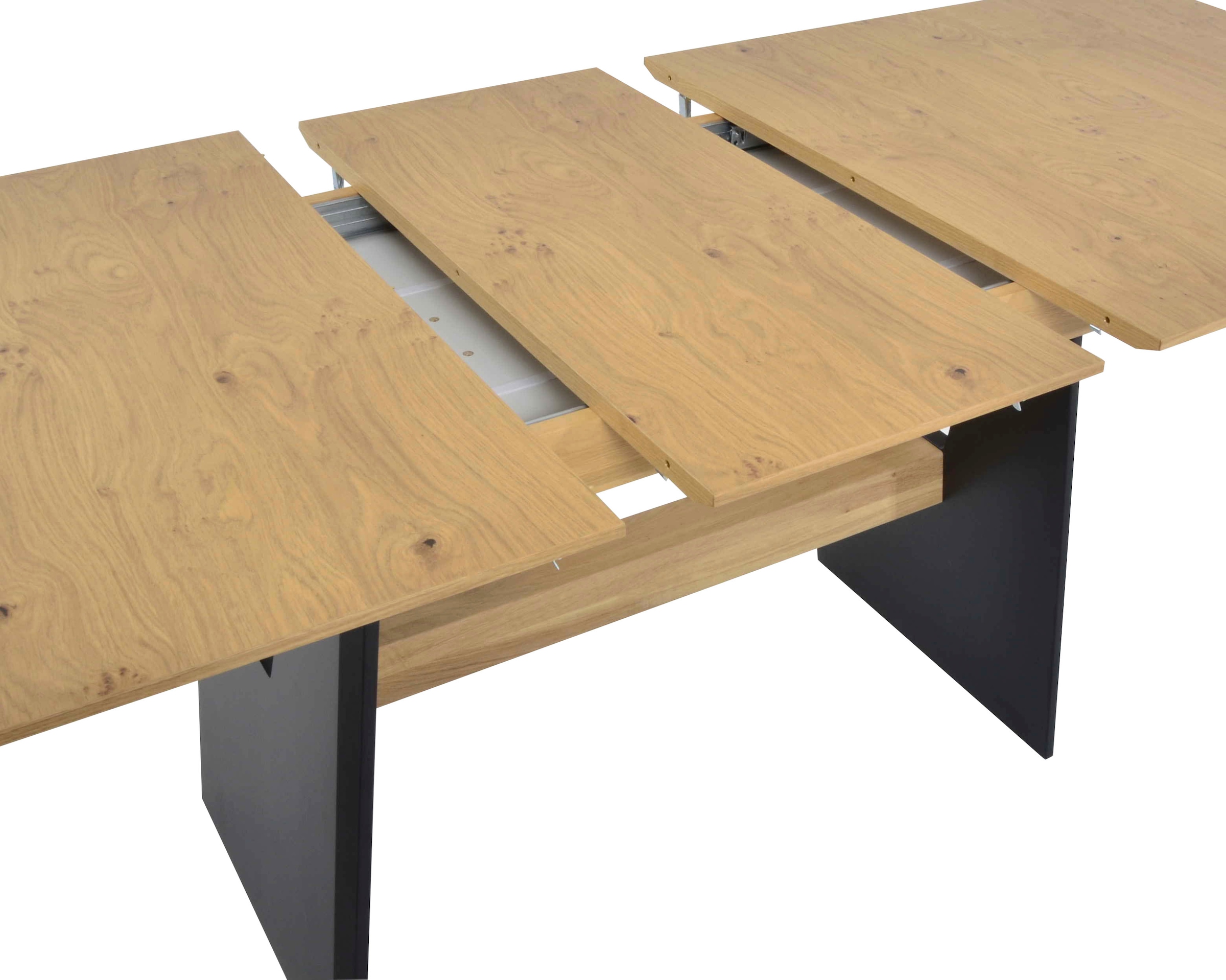 K+W Komfort & Wohnen Table de salle à manger »Giacomo I« Table à manger en chêne noueux naturel, piètement en MDF avec poutres plaquées