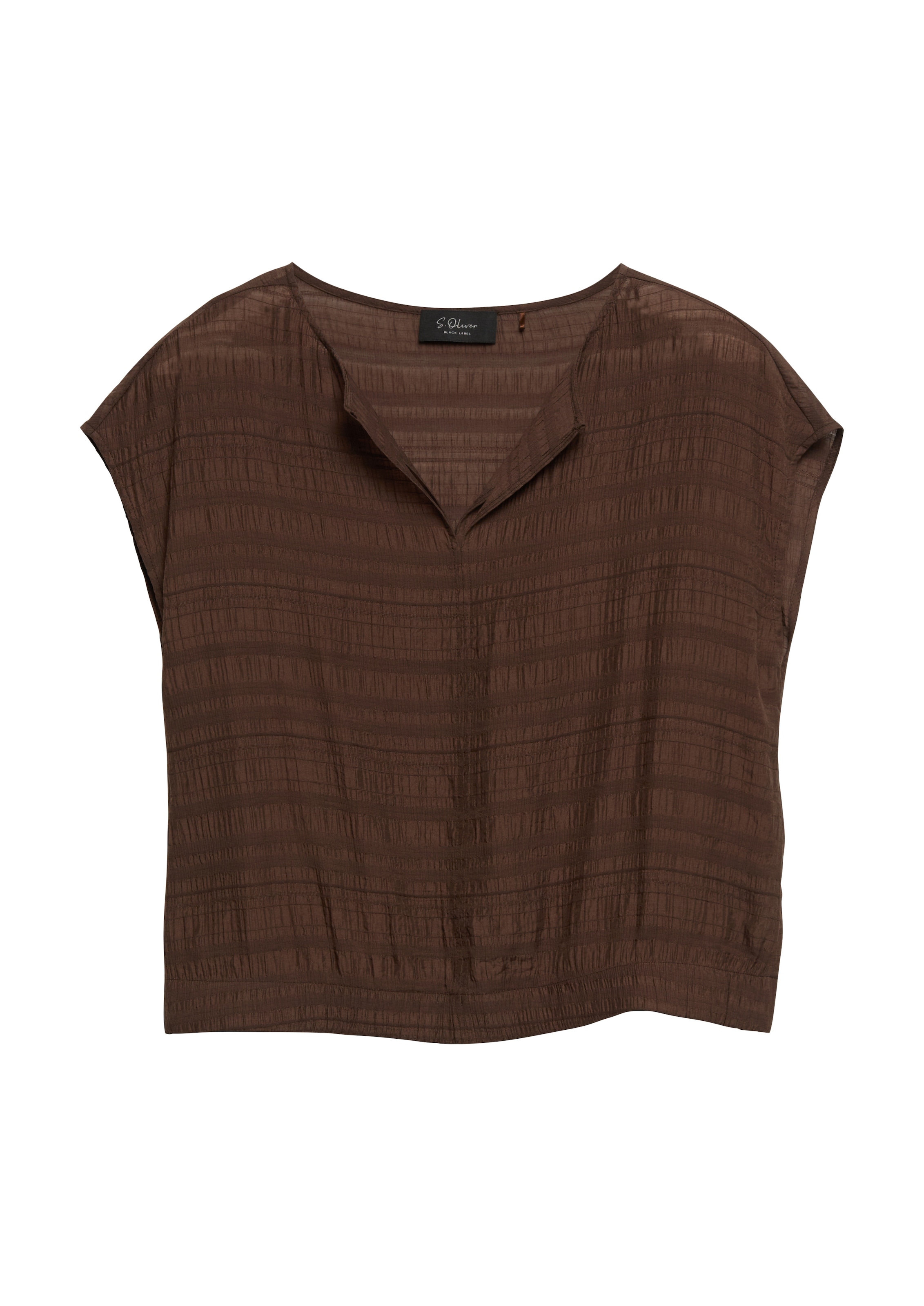 s.Oliver BLACK LABEL Kurzarmbluse Sommerbluse - kurz und mit feiner Struktur