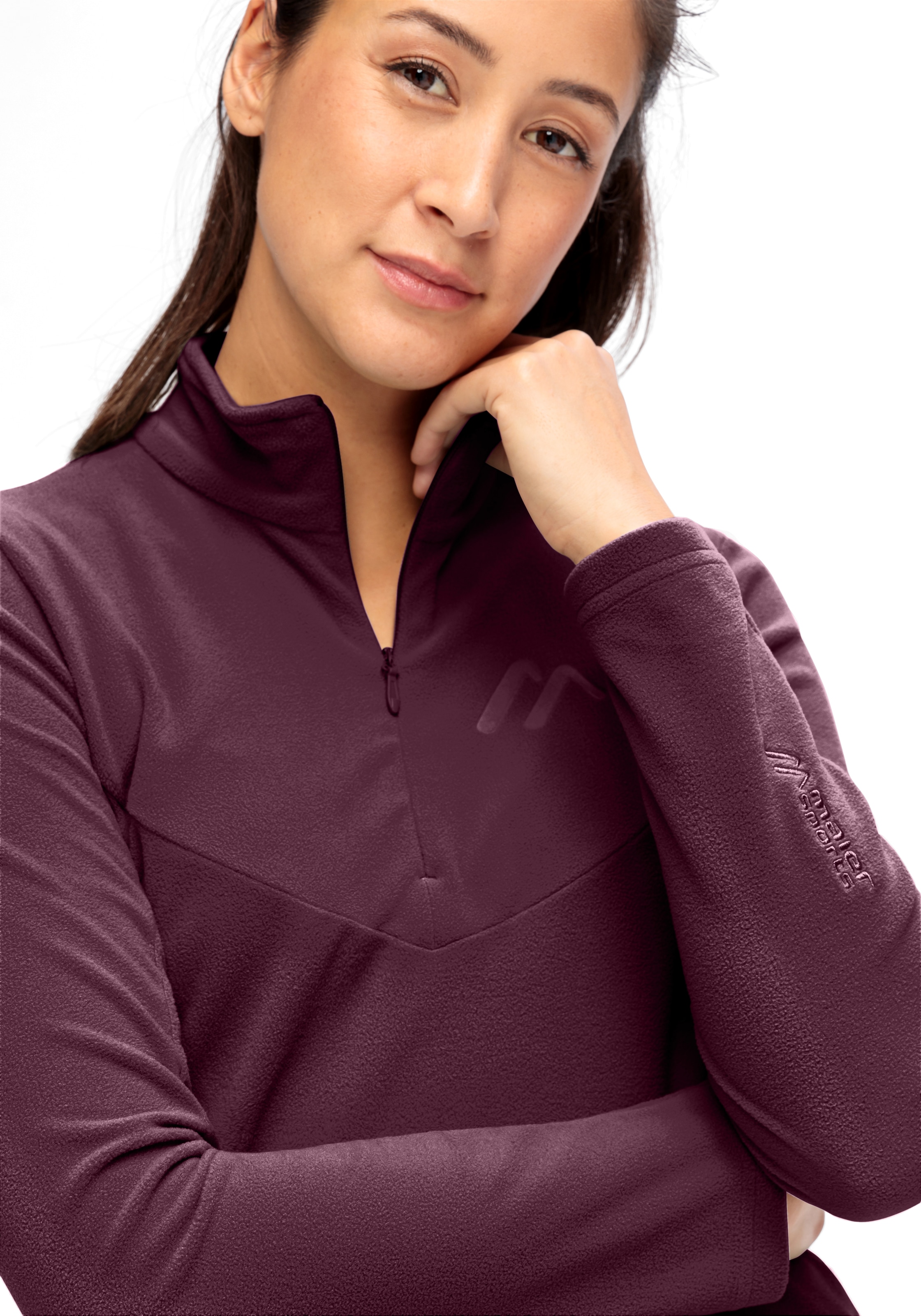 Maier Sports Fleecepullover »Denise HZ W«, Damen Midlayer, pflegeleichtes Half-Zip Fleece
