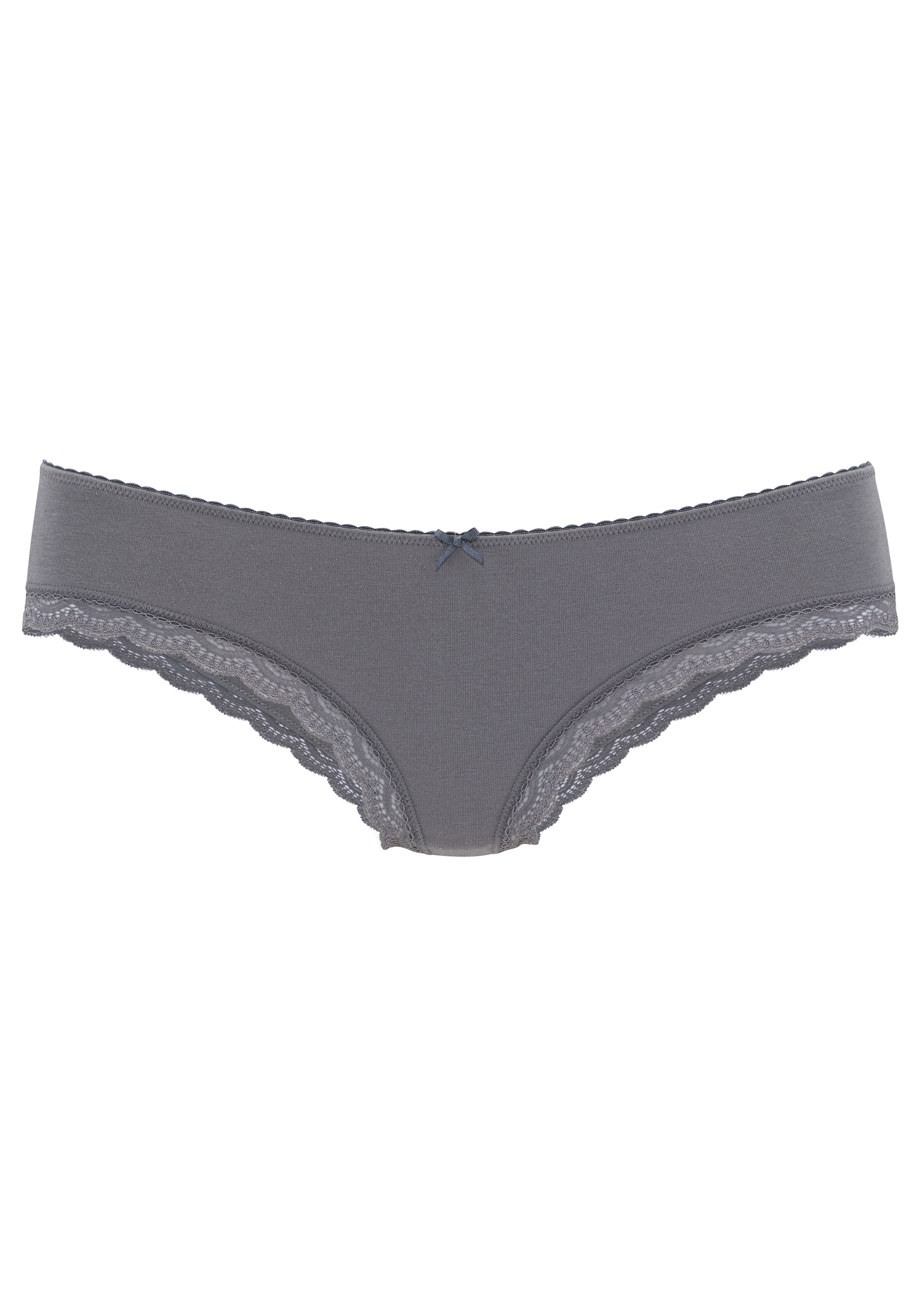 LASCANA Slip brésilien 5er-Pack,  aus elastischer Baumwolle mit zarter Spitze, mit Aufbewahrungsbox