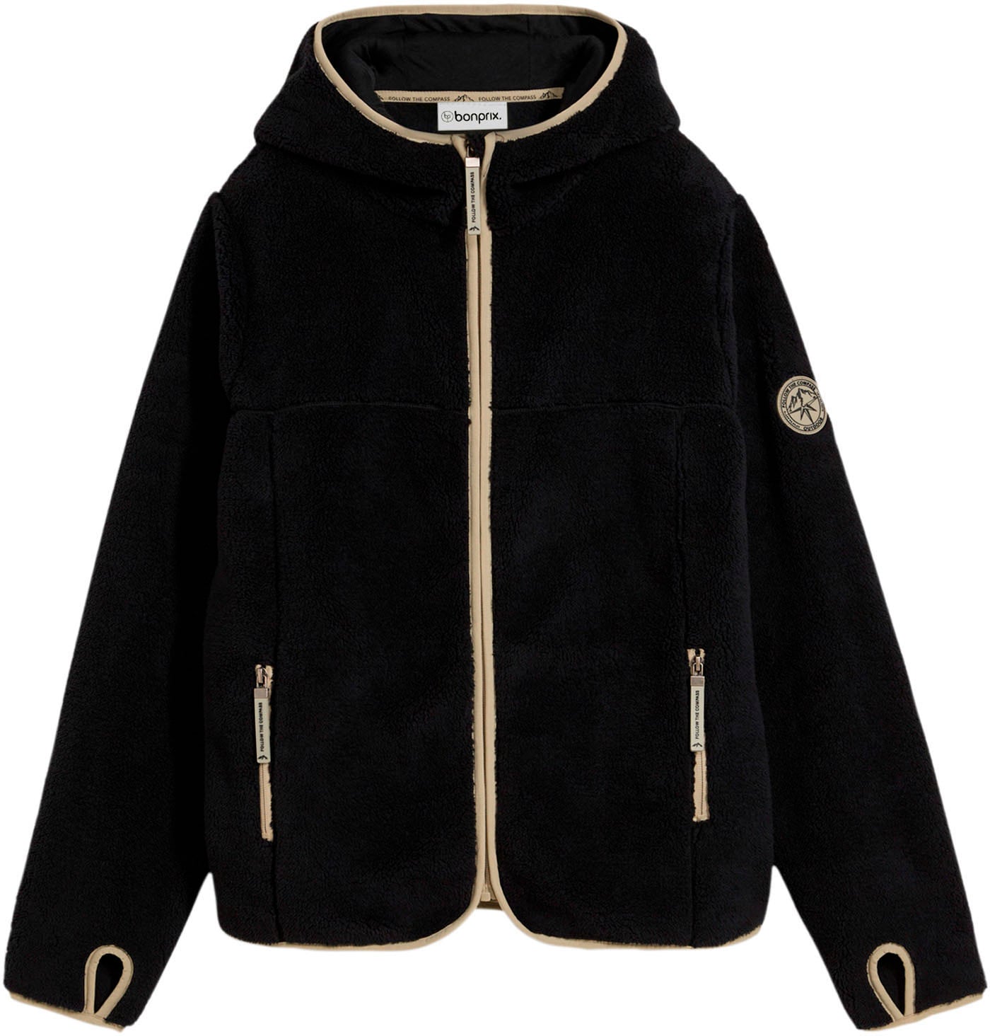 bonprix Veste polaire avec capuche avec capuche, en teddy polaire, coupe décontractée, col montant