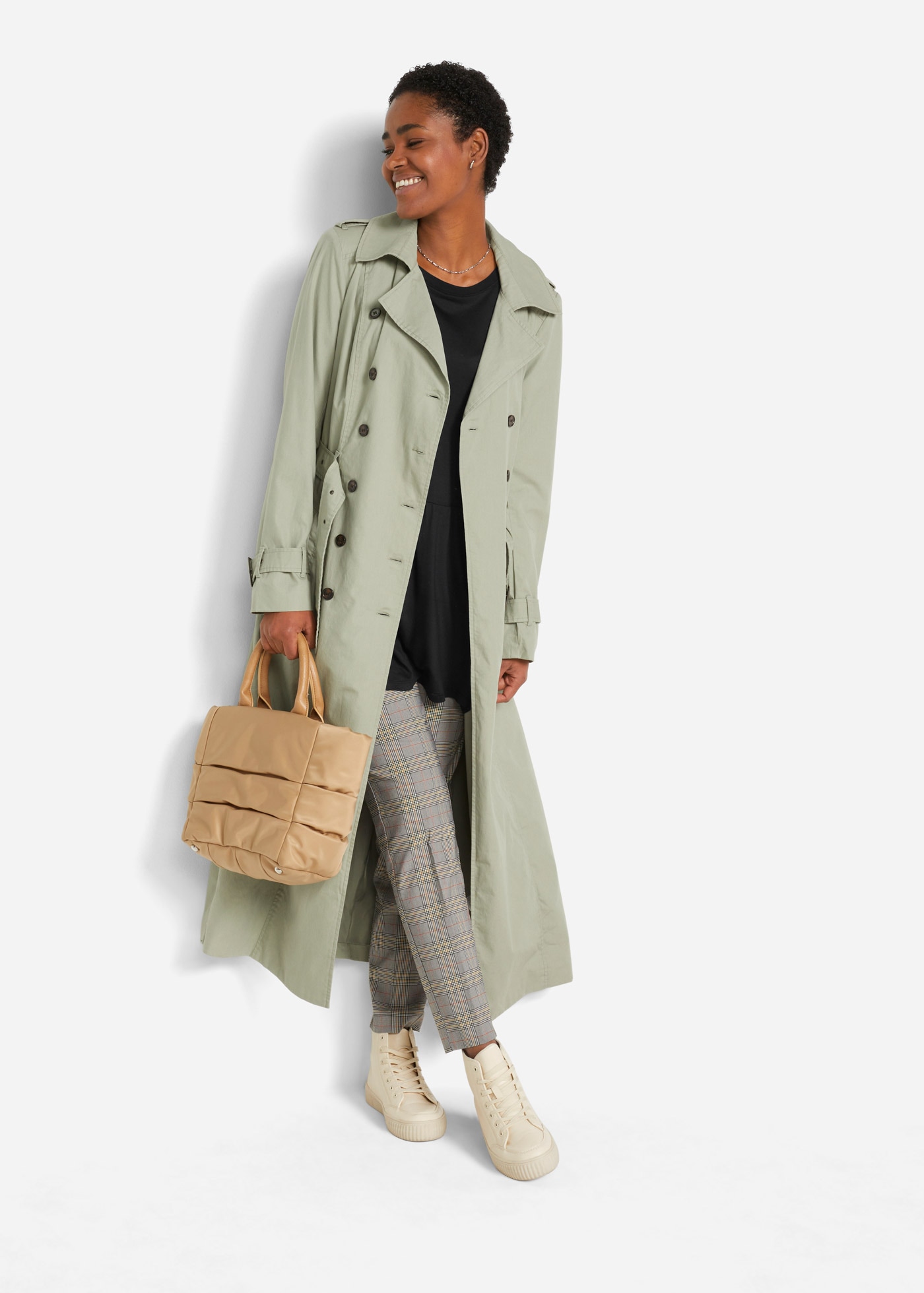 bonprix T-shirt long bequeme A-Linien-Passform mit angesetztem Volant, 3/4-Ärmel,