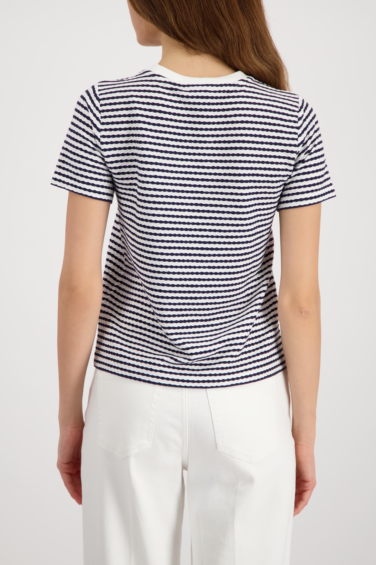 Monari Rundhalsshirt »Shirt Struktur« mit Streifen