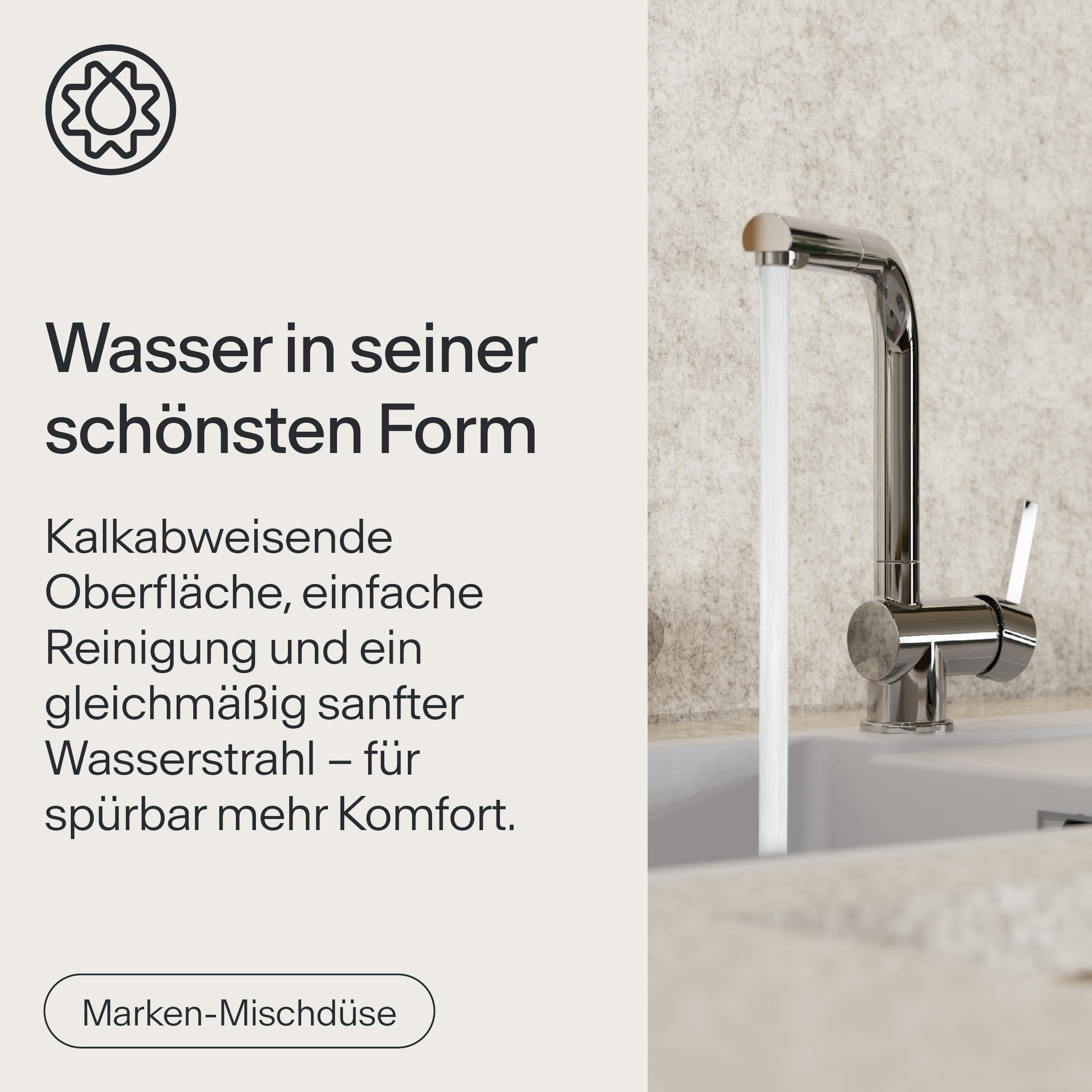 WASSERWERK Robinet d'évier »WK 4, Wasserhahn, Küche, Einhebelmischer« pivotant à 360°, fonction Cold-Start, extractible