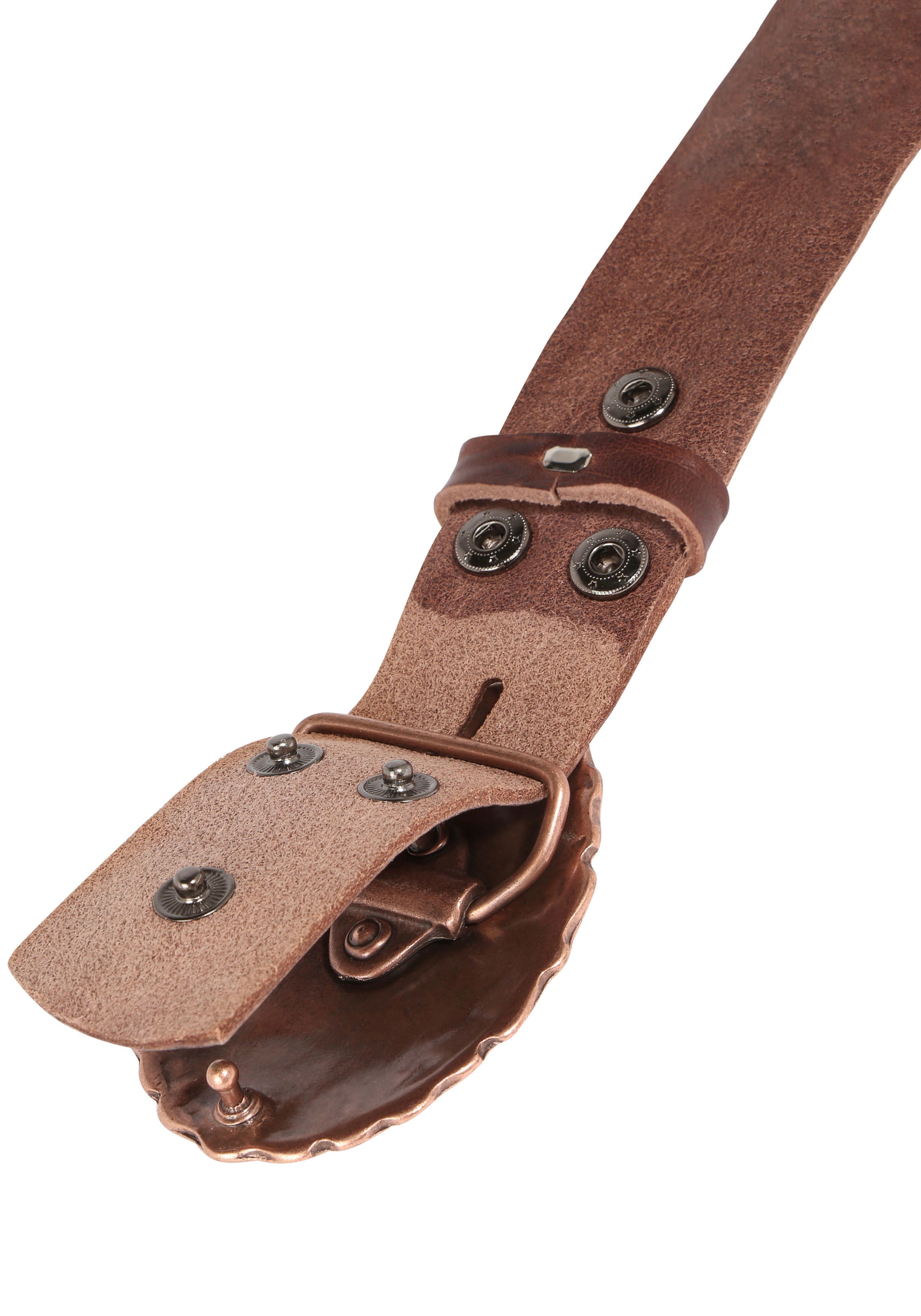 Rettungsring Gürtel Ledergürtel mit austauschbarer Schliesse »Oval Nieten Kupfer«