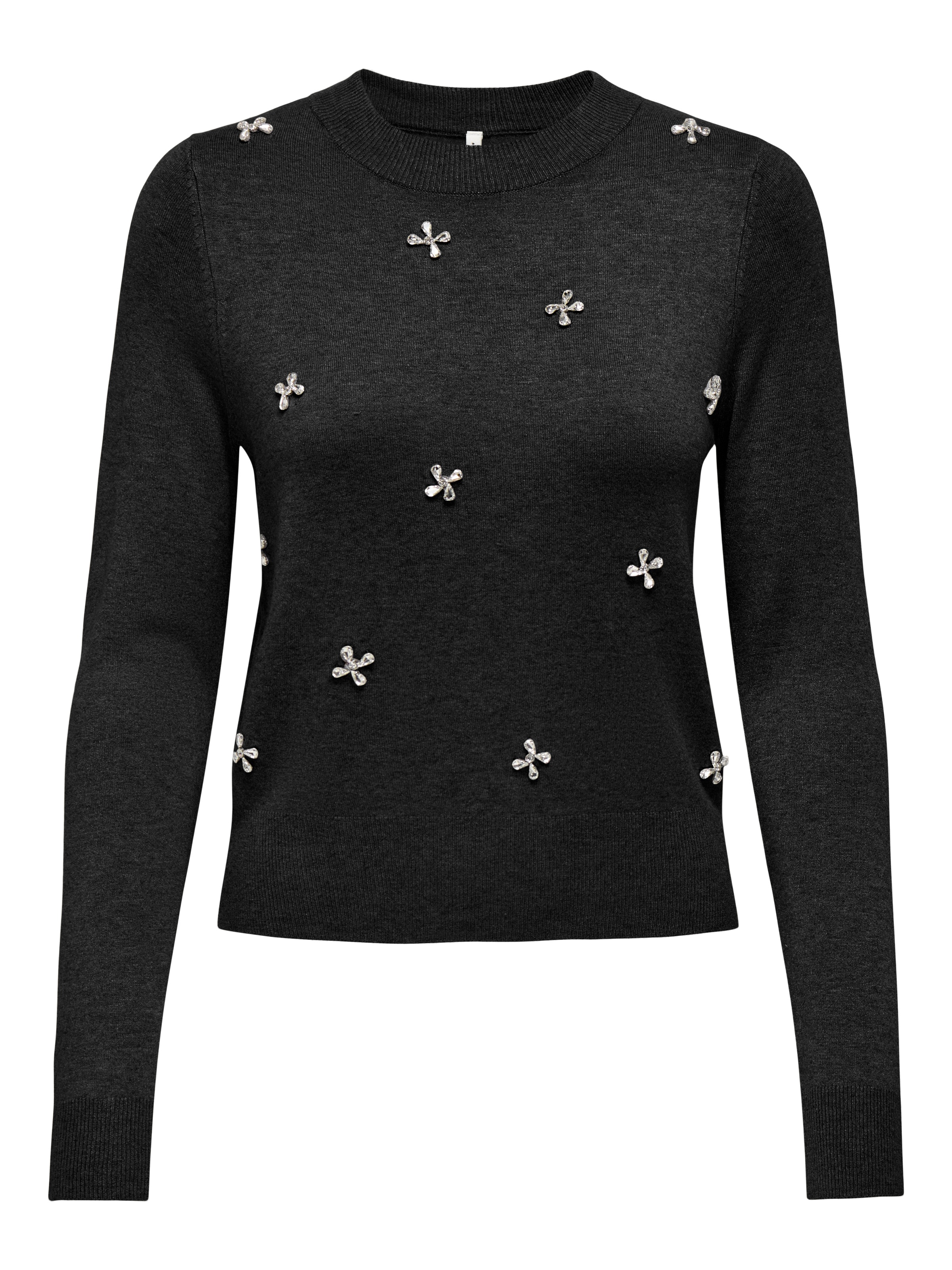 ONLY Rundhalspullover »ONLVENICE LIFE LS BLING O-NECK CC KNT« mit Strass-Steinen