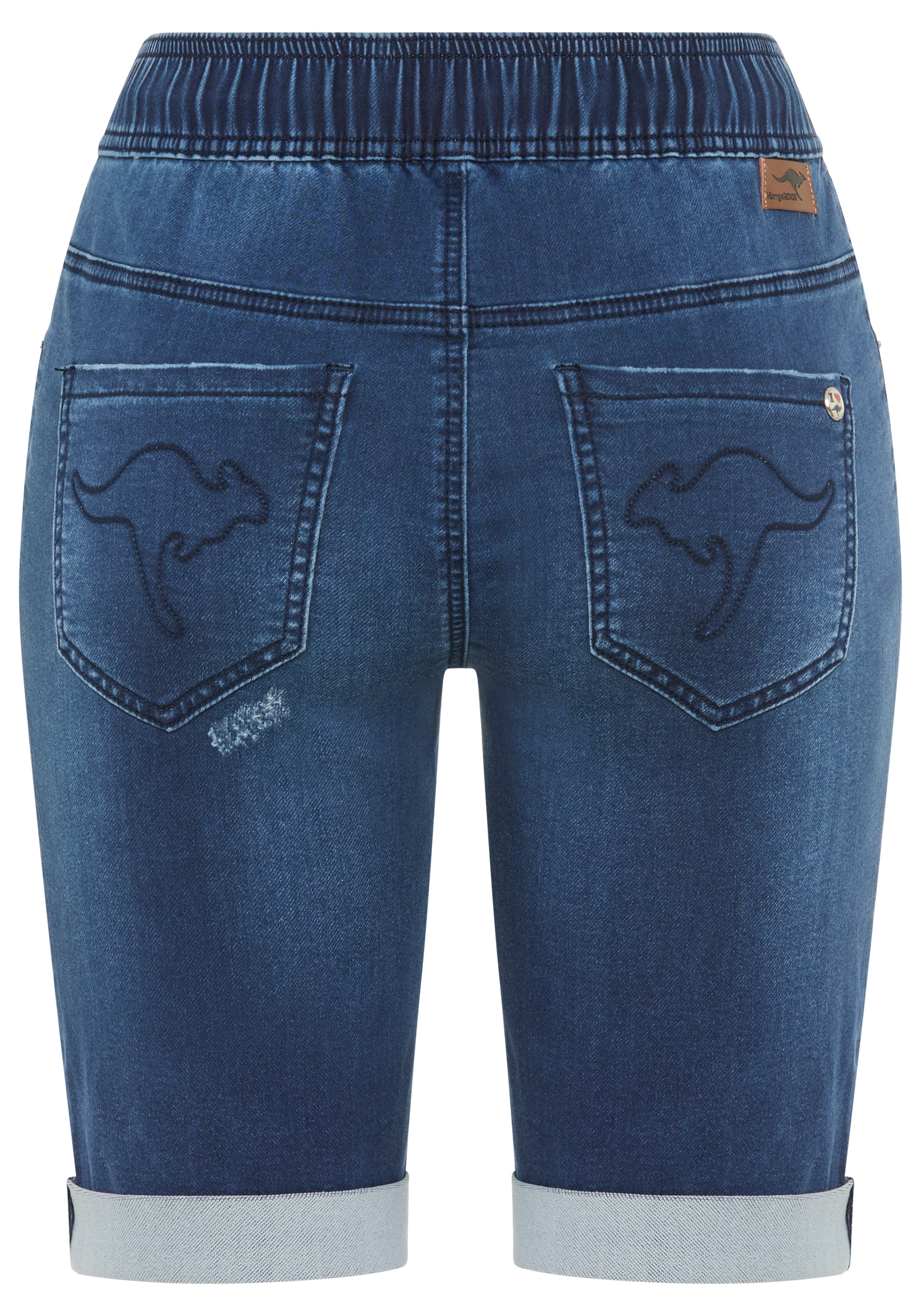 KangaROOS Bermuda en jean jogging gerade geschnittenes Bein, elastischer Tunnelzugbund