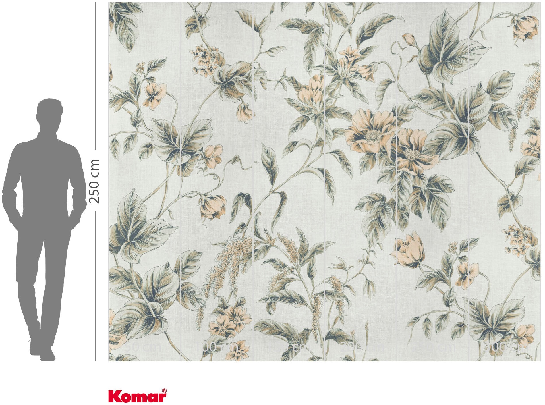 Komar Fototapete »Vlies Fototapete - Peachy Flora - Grösse 300 x 250 cm« Motiv | bedruckt glatt