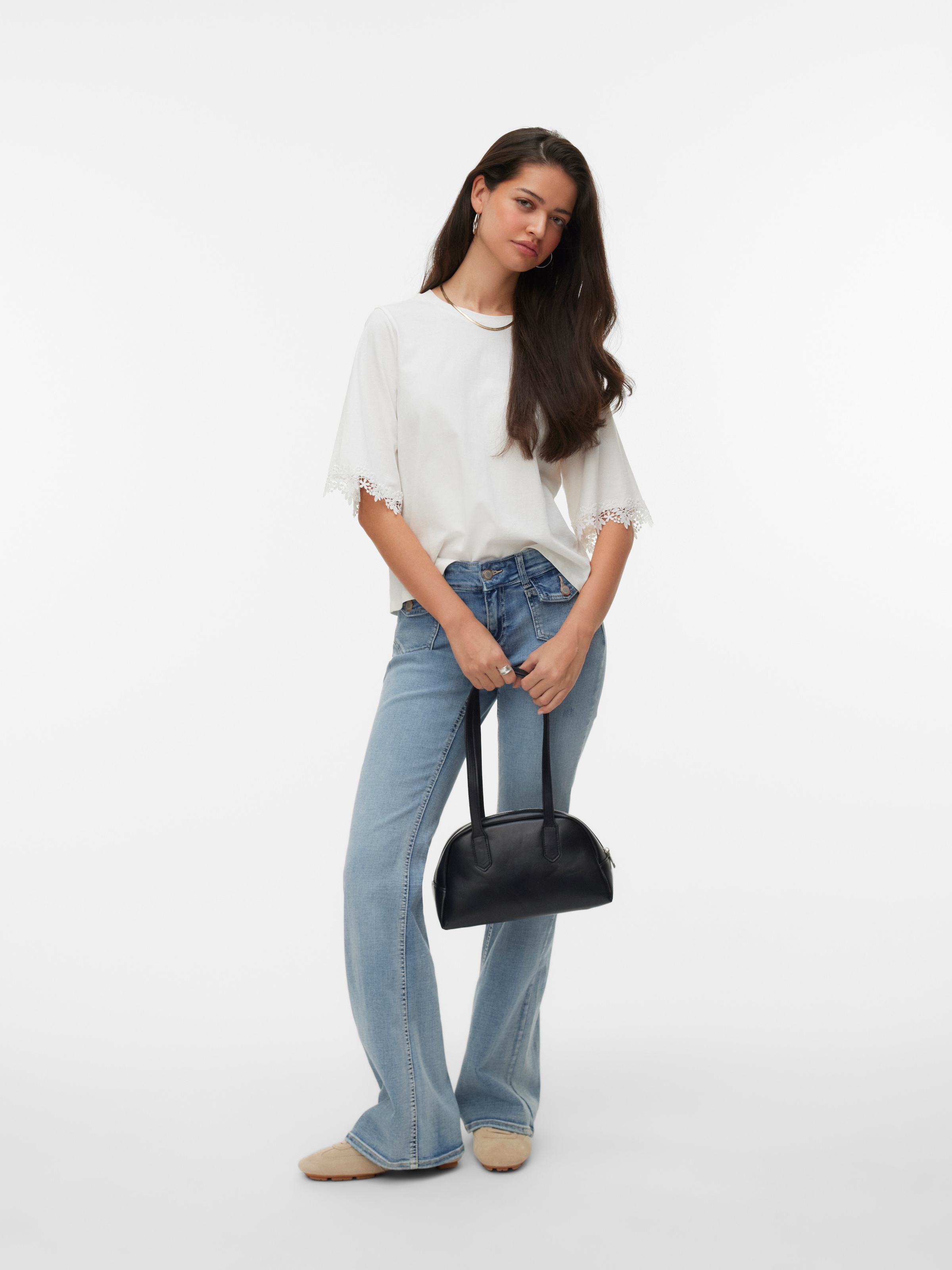 Vero Moda Rundhalsshirt »VMLYLA SS O-NECK TOP JRS« Baumwolle, regular fit