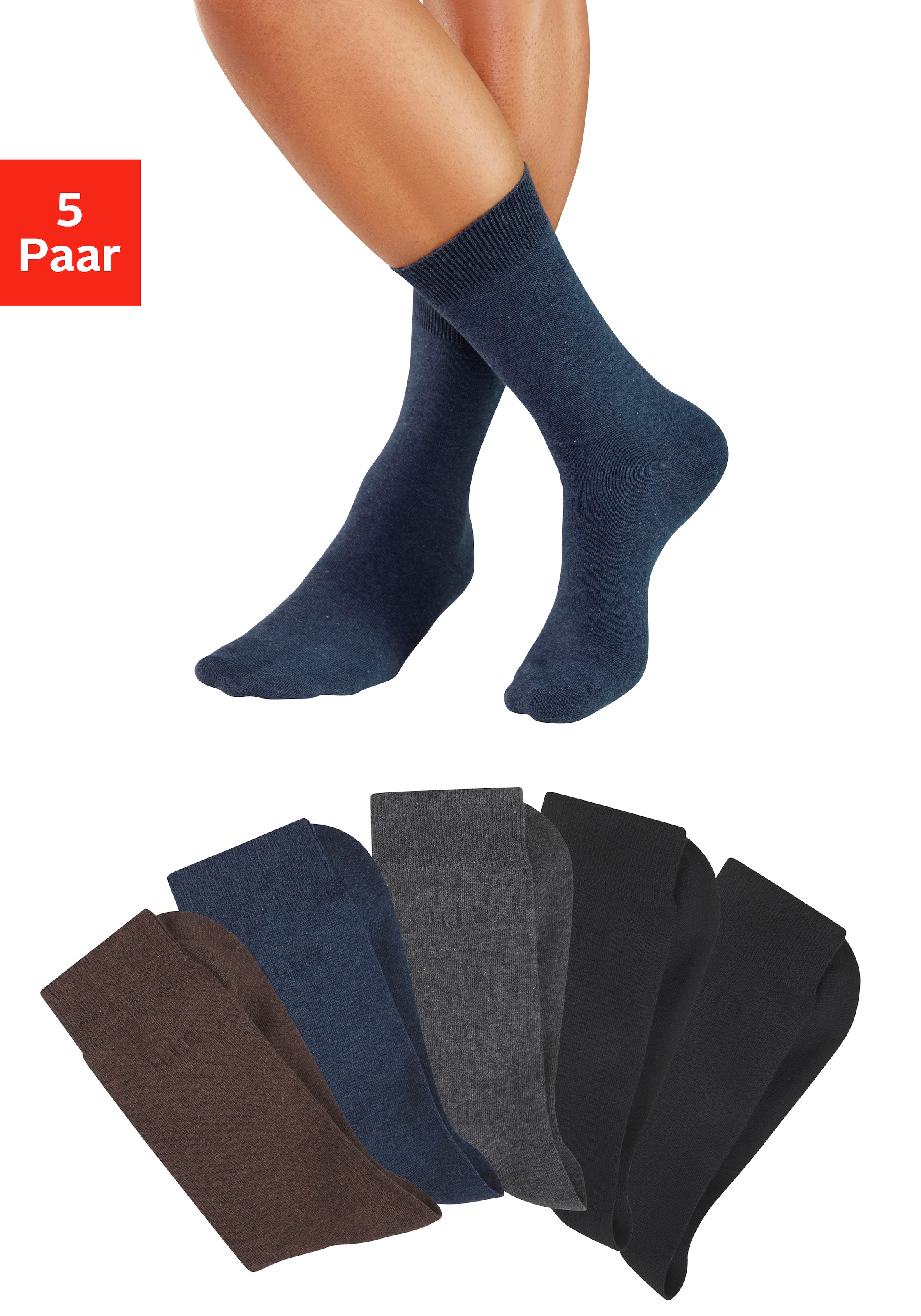 H.I.S Businesssocken Packung, 5 Paar tlg. mit klassischem Rippbündchen