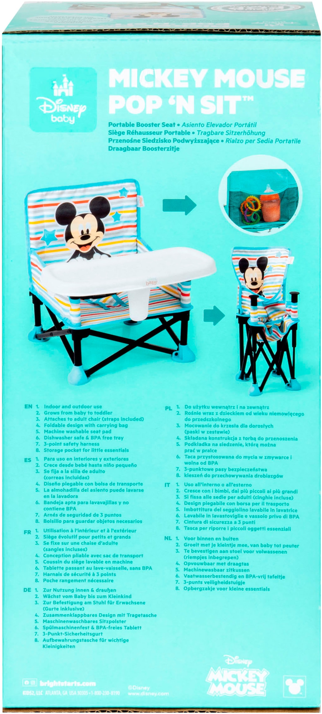Bright Starts Siège de table »MICKEY MOUSE Pop ‘N Sit™ Portable Booster Seat«