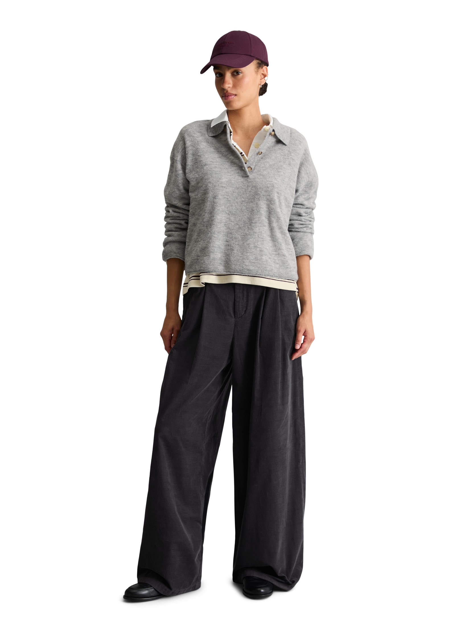 Marc O'Polo DENIM Polo à manches longues Tricot décontracté en fil bouclé, avec laine vierge