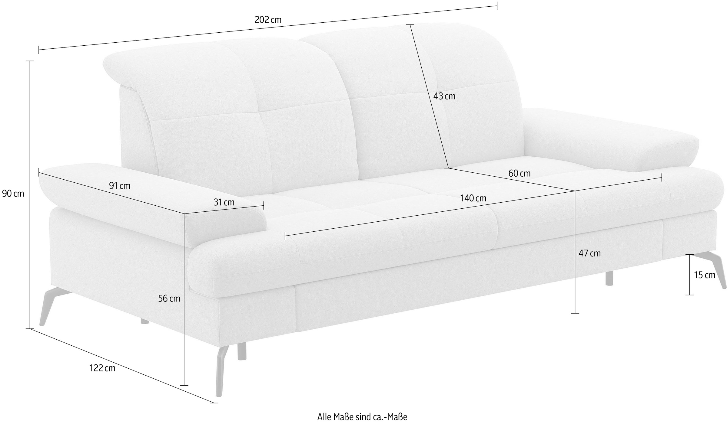 sit&more 2,5-places »Amica,  inkl. Sitztiefenverstellung und Armteilverstellung« wahlweise mit Kopfteilverstellung und Bettfunktion