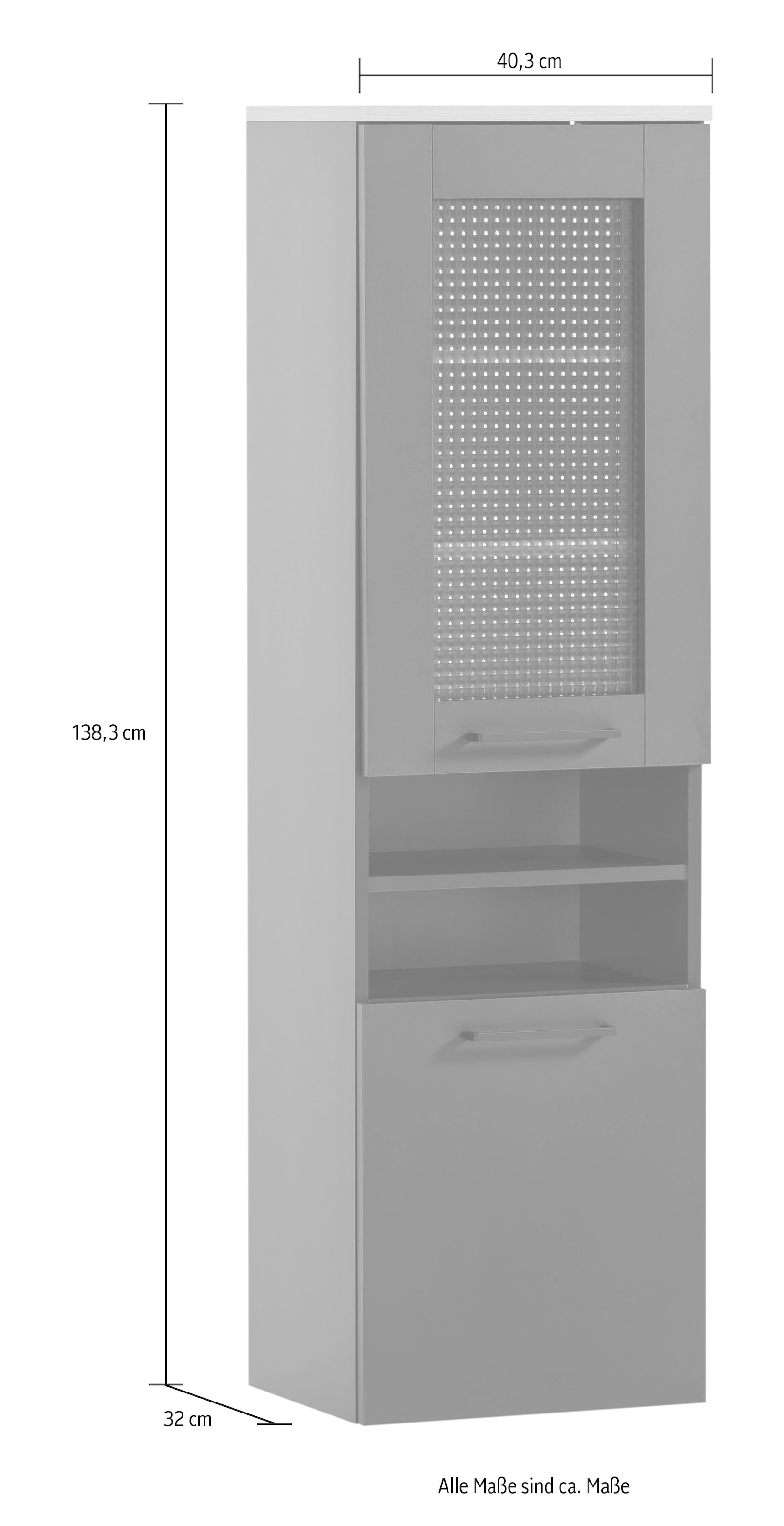 Schildmeyer Armoire haute »Malte Breite 40,3 cm« mit fühlbarer Holzstruktur, obere Tür mit Glaseinsatz