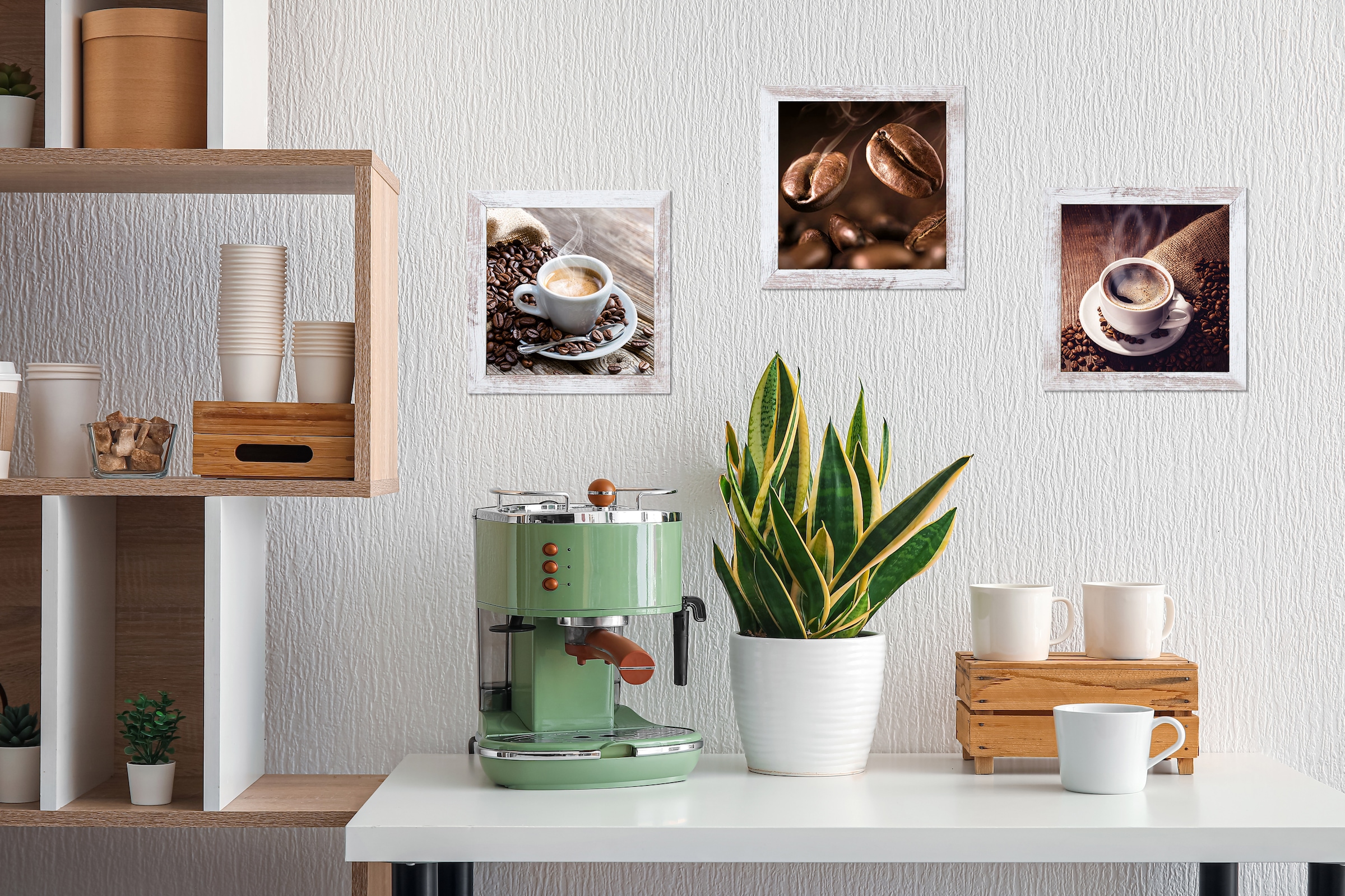 Bönninghoff Bild mit Rahmen »3er-Set gerahmte Bilder KAFFEE BOHNEN 3x23x23 cm – Deko modern« Getränke | Kaffee | Kaffee Bilder | Lebensmittel 3 Stk. tlg. mehrteiliges Bilder-Set, harmonisch aufeinander abgestimmt