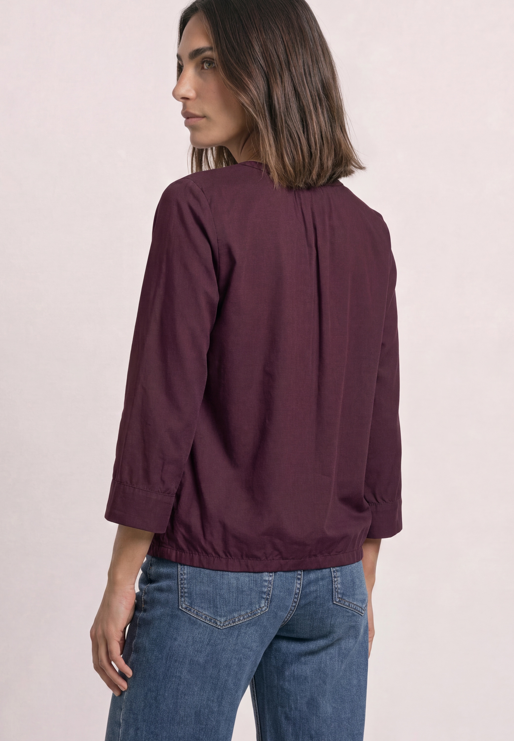 STREET ONE Blouse à enfiler Blouse d'été à manches 3/4 avec encolure fendue