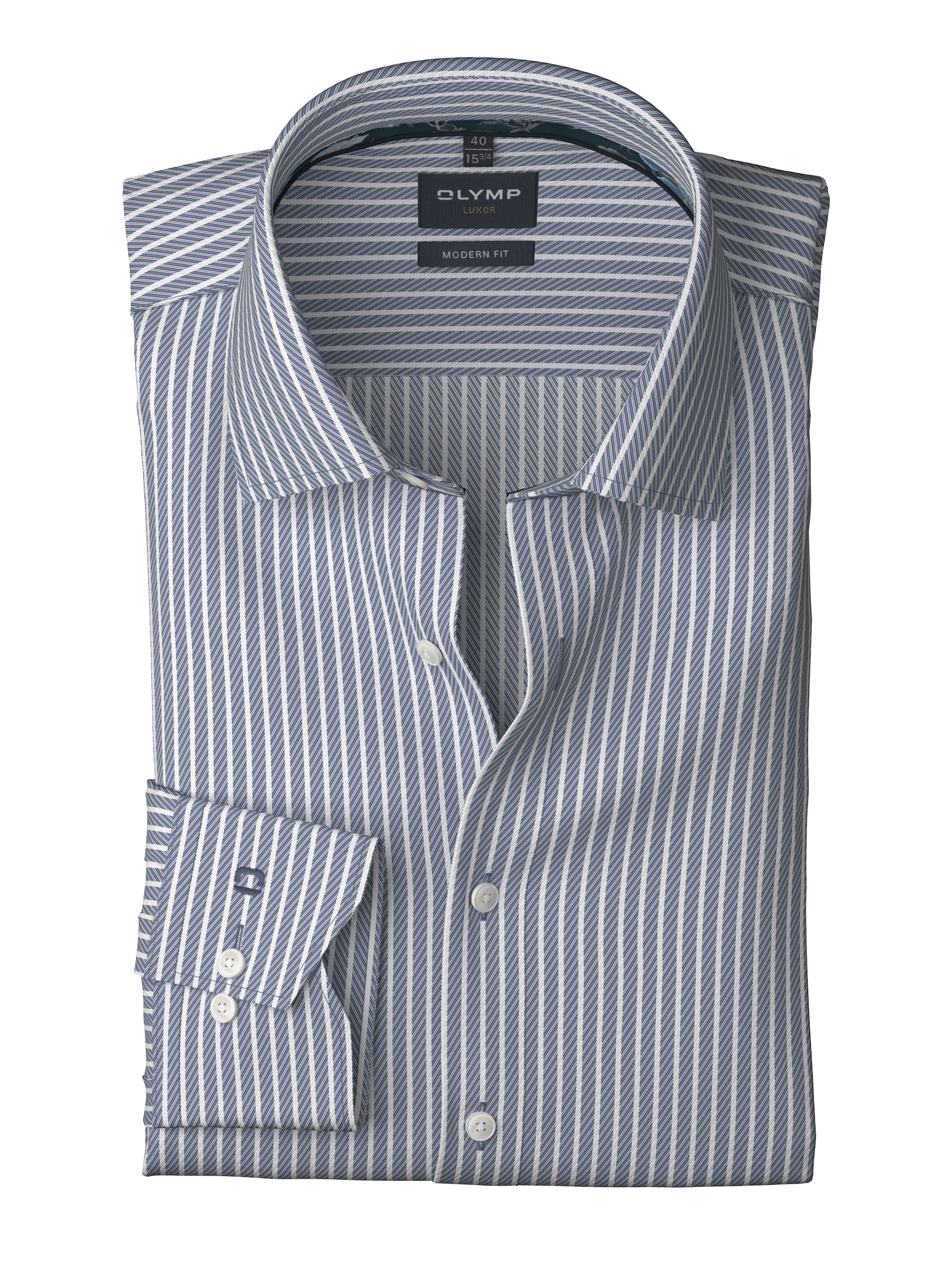 OLYMP Langarmhemd »Luxor modern fit« modern fit, gestreift, Businesshemd, New Kentkragen