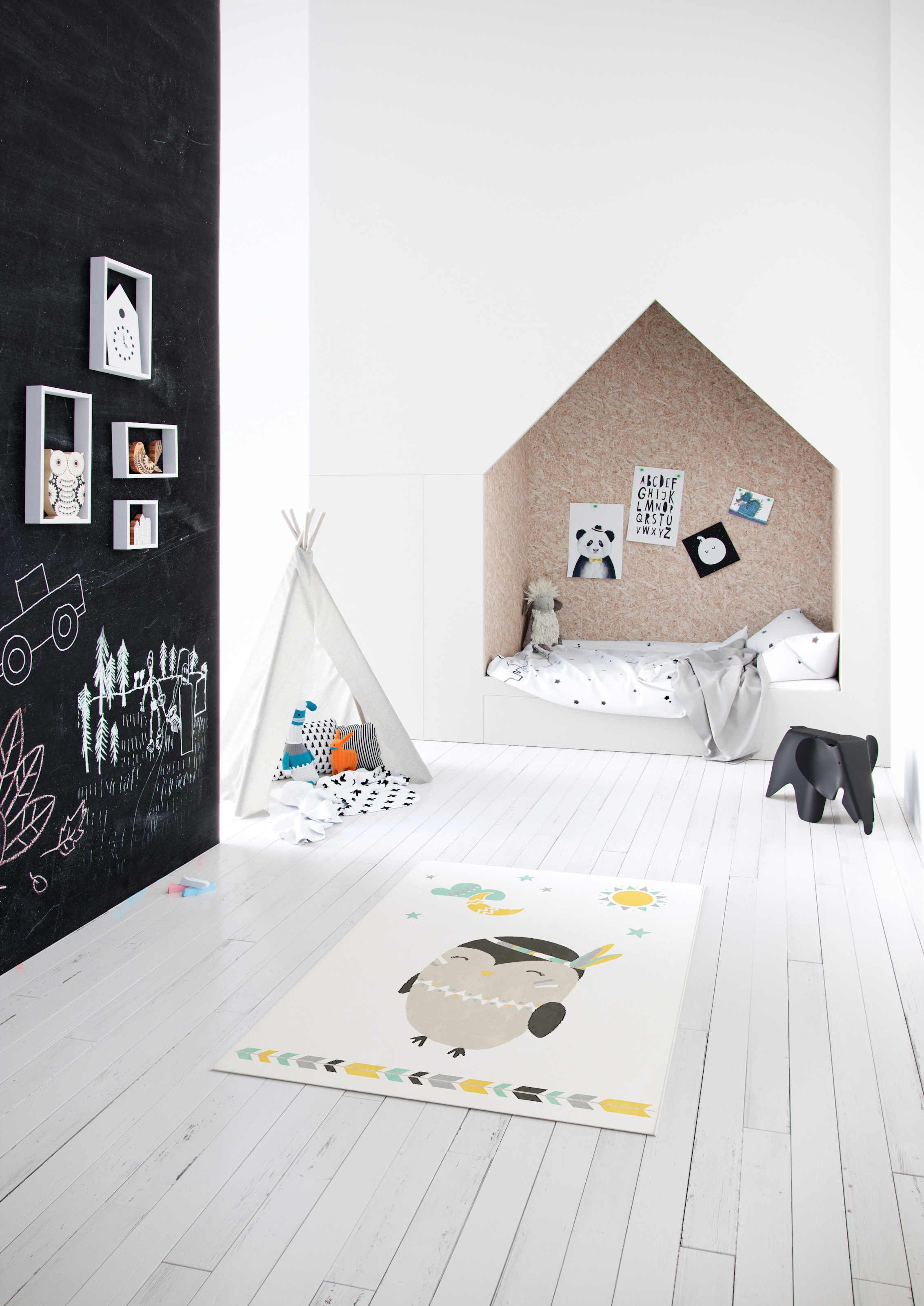 Primaflor-Ideen in Textil Tapis pour enfants »COCOON - Wunderwelt« Rectangulaire 6 mm Höhe Poils ras, motif pingouin