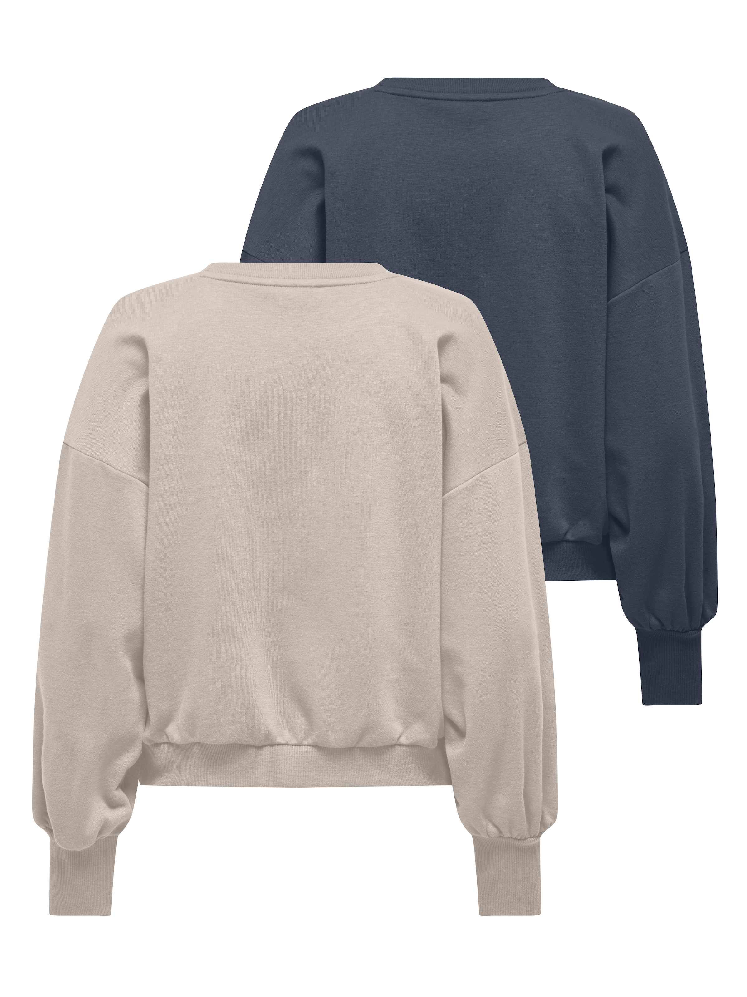 ONLY Sweat-shirt »ONLBROOKE L/S O-NECK SOLID 2 PACK SWT«, 2 Baumwollmischung, regular fit
