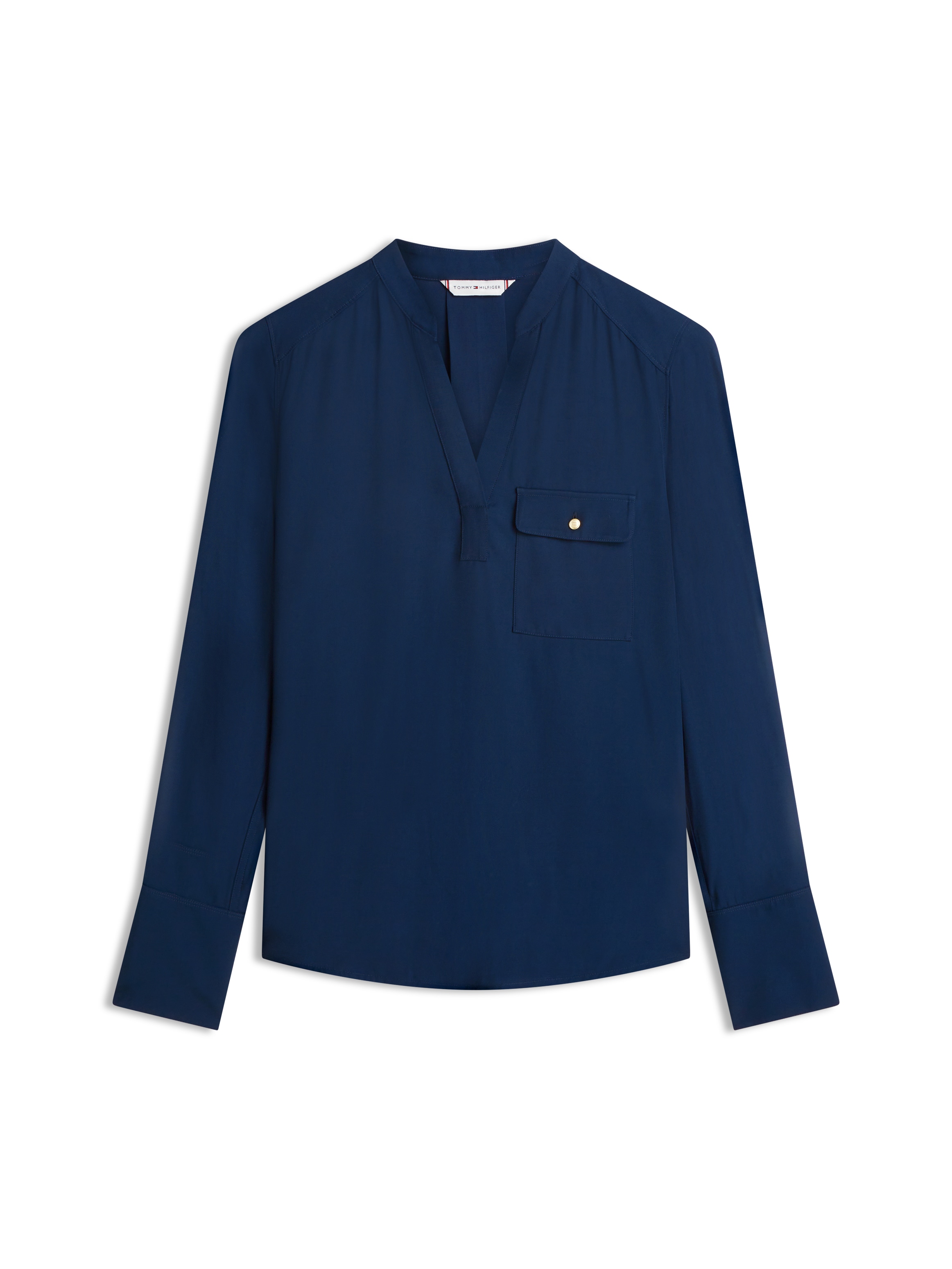 Tommy Hilfiger Blouse à manches longues »VIS TWILL V NECK BLOUSE LS« mit Knopfleiste