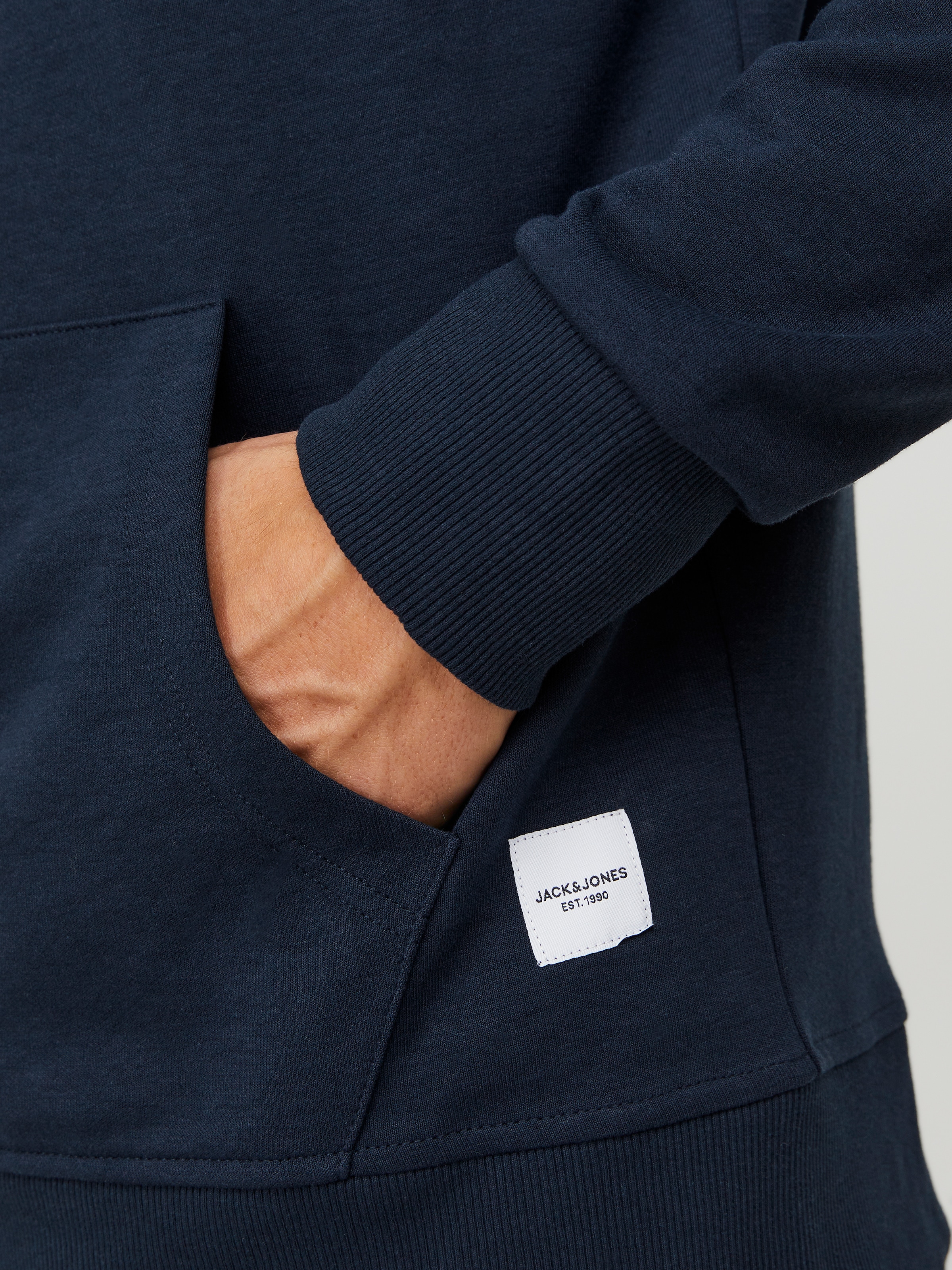 Jack & Jones Sweat à capuche »JJEBASIC Hoodie mit Rippbündchen und angenehmem Tragegefühl« unifarben, modisch, regular fit, Baumwollmischung, Rundhals