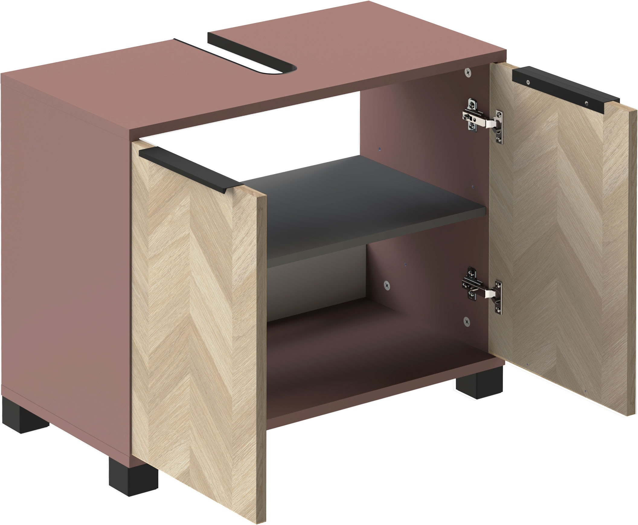 Schildmeyer Armoire sous lavabo »PIAZZA, 2 Türen, Breite 65,1 cm, MADE IN GERMANY« 1 cuis tlg. portes avec décor en arête de poisson, FABRIQUÉ EN ALLEMAGNE