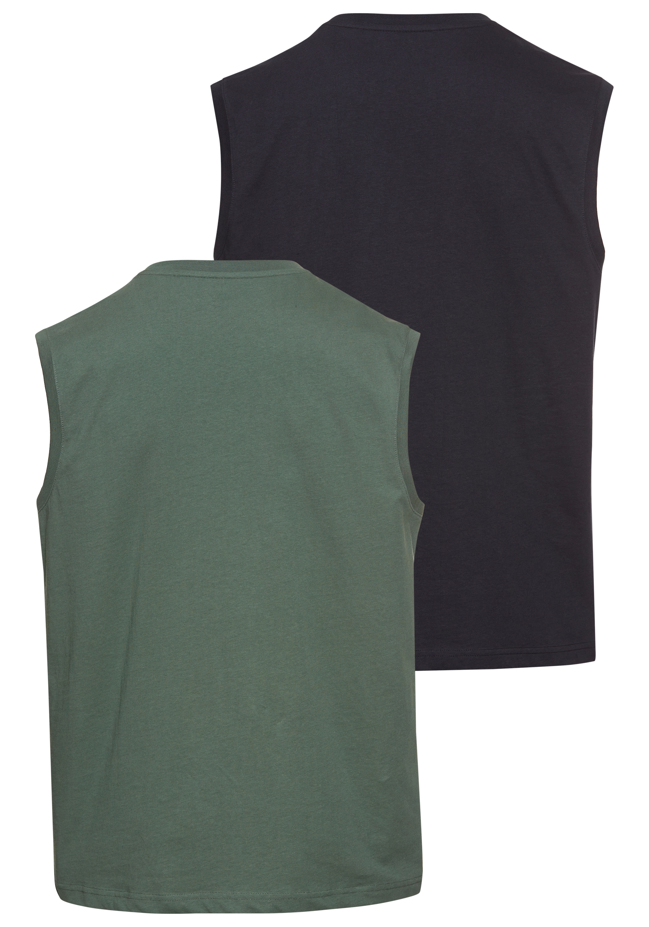 Man's World Muscleshirt 2er-Pack,  ärmellos,  bedruckt,  Rundhalsausschnitt,  aus 100% Baumwolle