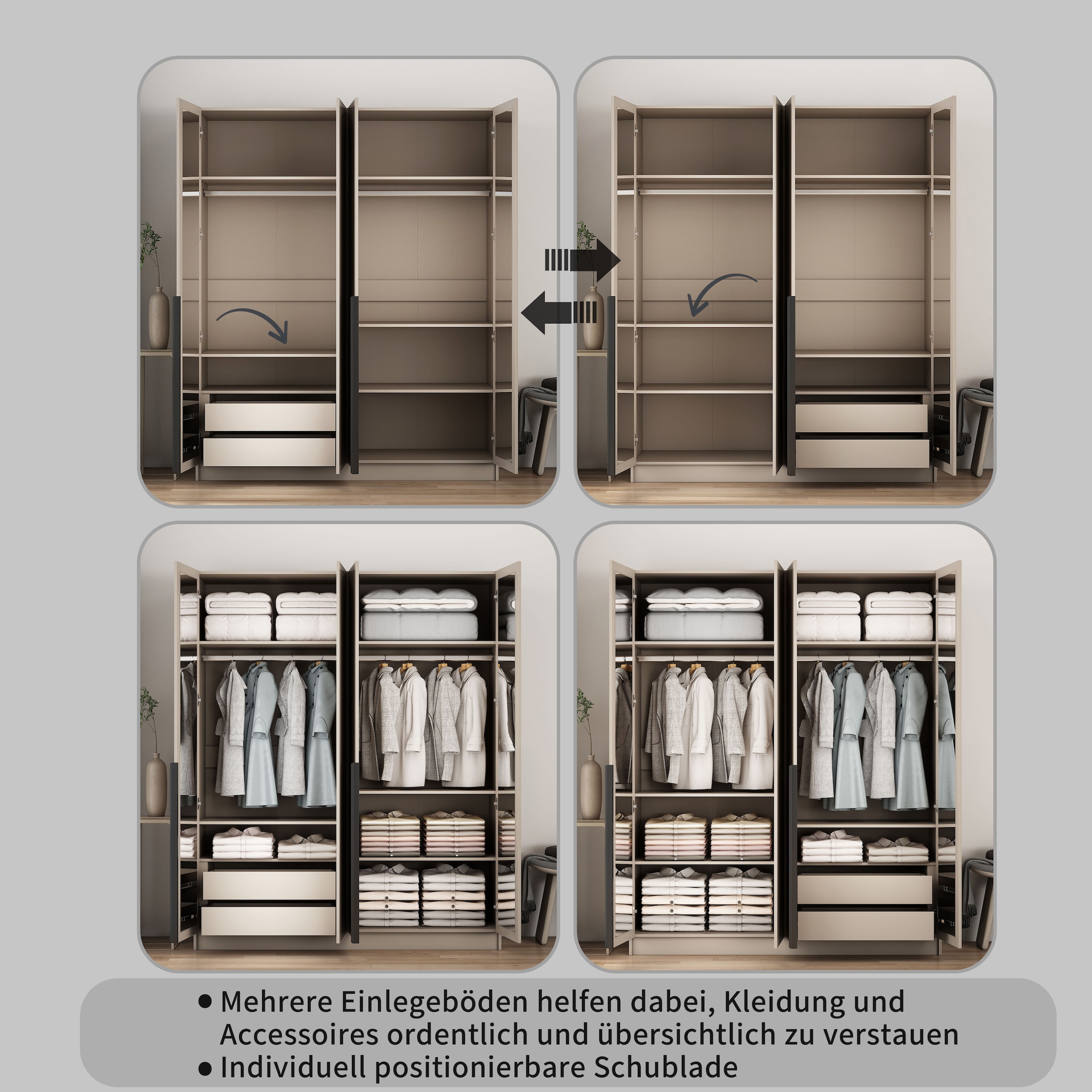 GOODproduct Kleiderschrank »Annor Schlafzimmerschrank Breite 162cm hochglanz Schrank Garderobe« Drehtürenschrank mit perfekter Innenausstattung - elegante Türgriffe