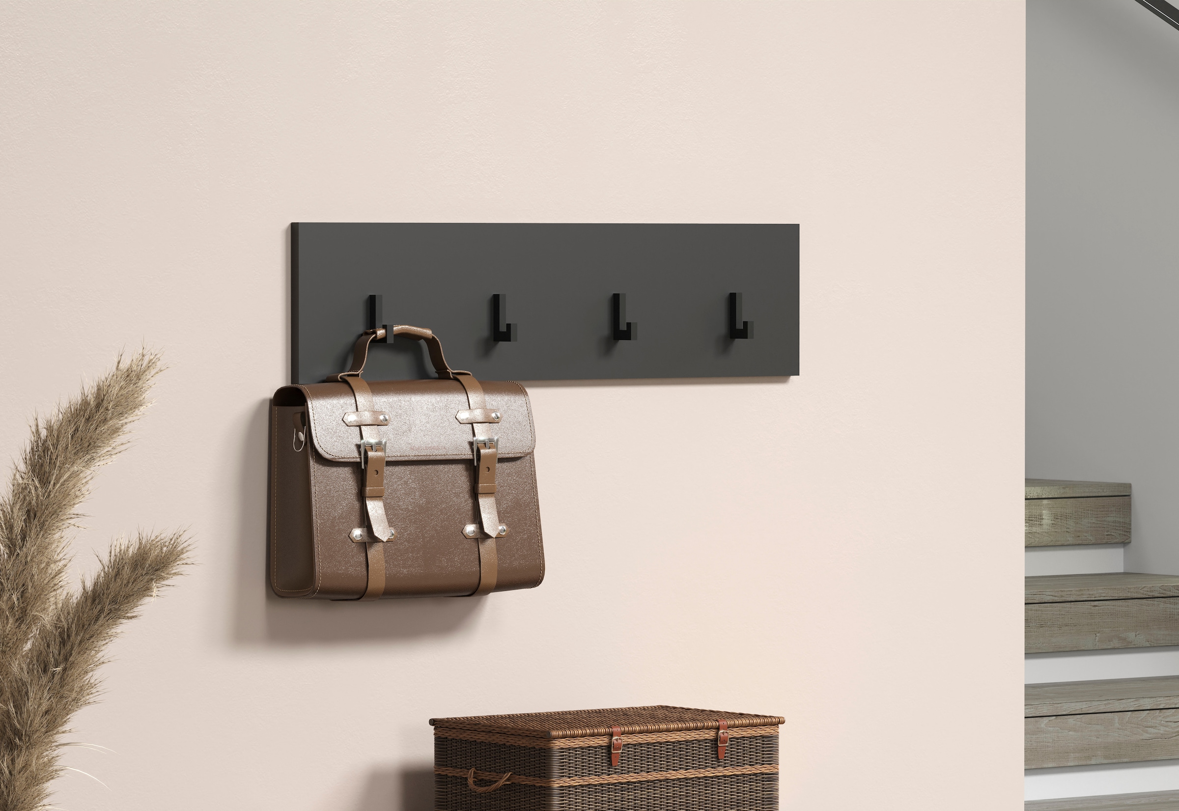 Home affaire Barre de penderie »Estepona« Wandpaneel mit 4 Kleiderhaken – (B/T/H) 80/2/20 cm