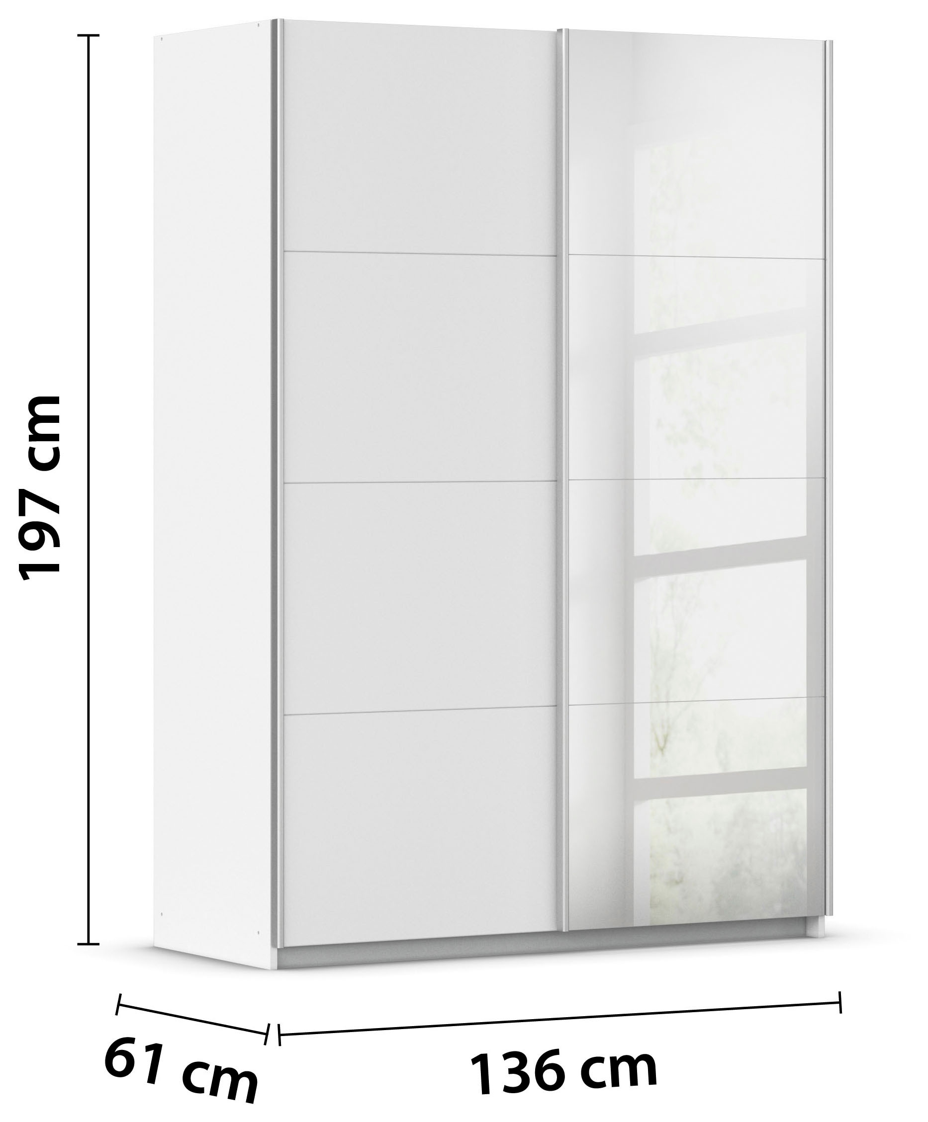 rauch Armoire à portes coulissantes »Subito Kleiderschrank Bestseller« Schlafzimmerschrank Schrank Garderobe mit 4 Spiegelelementen