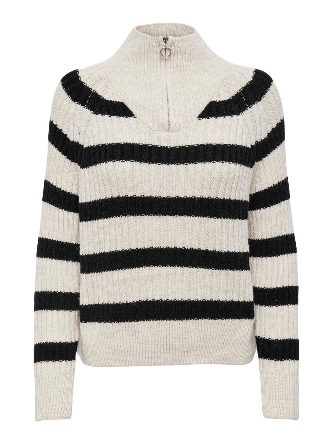 ONLY Pull à col montant »ONLLEISE FREYA LS ZIP HIGH NECK KNT NOOS«, mit Streifenmuster
