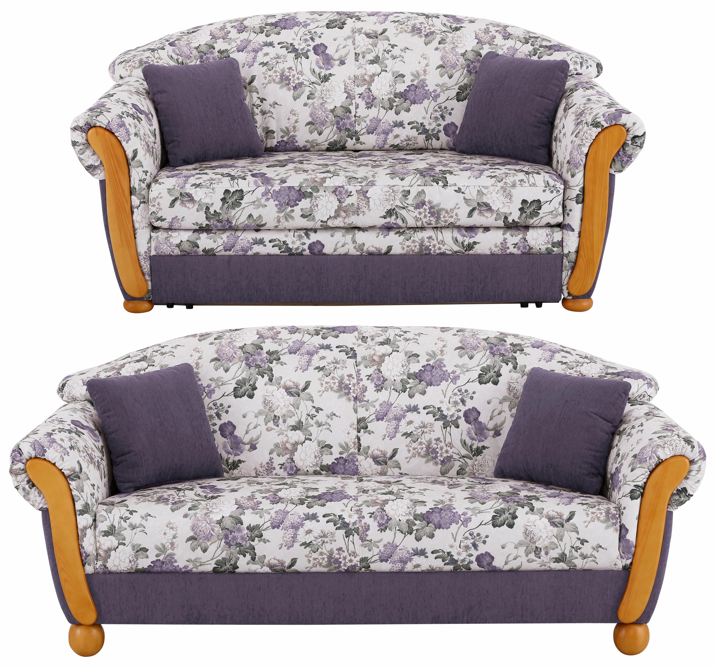 Home affaire Ensemble rembourré »Milano, bequem durch Federkern, Landhaus Stil, geschwungene Armlehnen« 2 cuis tlg. 2-Sitzer und 3-Sitzer