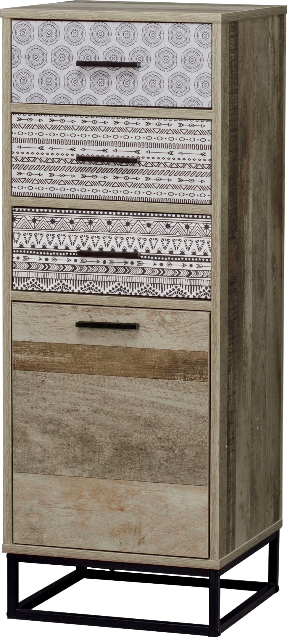 SIT Commode »Kappeln mit 3 Schubladen und Tür in Holzoptik« Façades décoratives à motifs noir et blanc dans un design scandinave