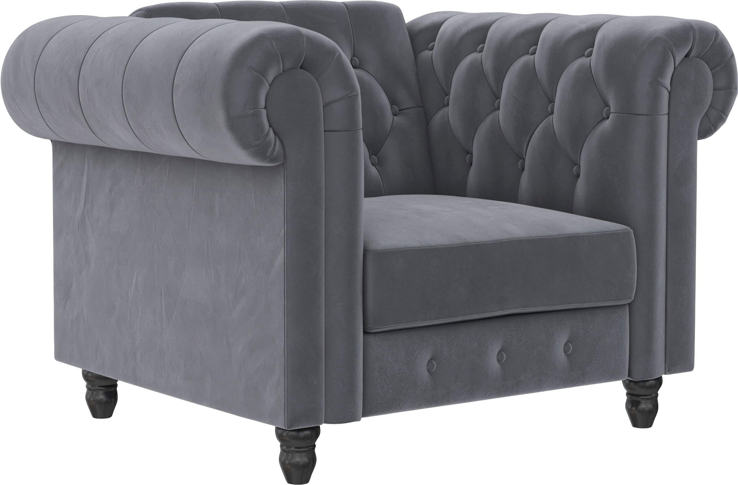 Dorel Home Chesterfield-Sessel »Felix« mit Rückenlehne 3-fach verstellbar, Beine Massivholz, Sitzhöhe 46 cm