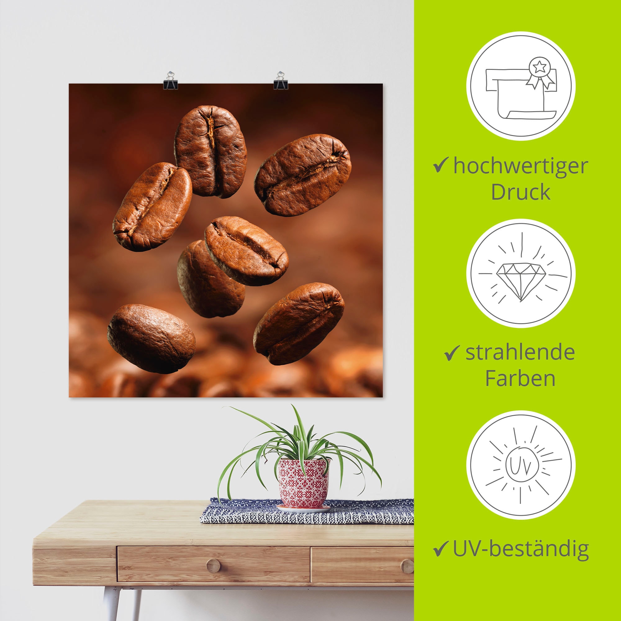 Artland Poster »Nahaufnahme von Kaffeebohnen« 1 cuis tlg. ohne Rahmen