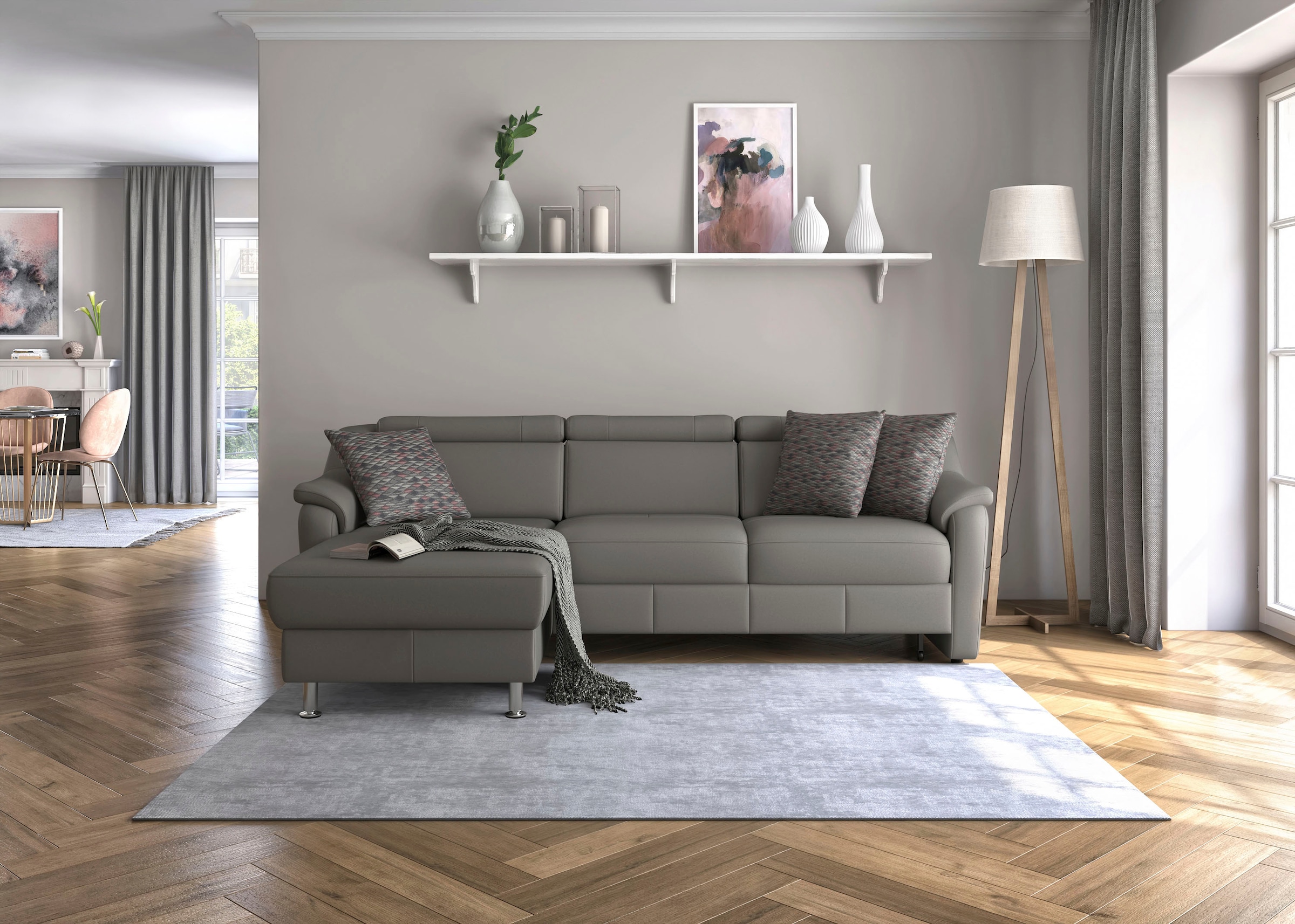 sit&more Canapé d'angle »Freetown L-Form« inklusive Kopfteilverstellung und komfortablem Federkern