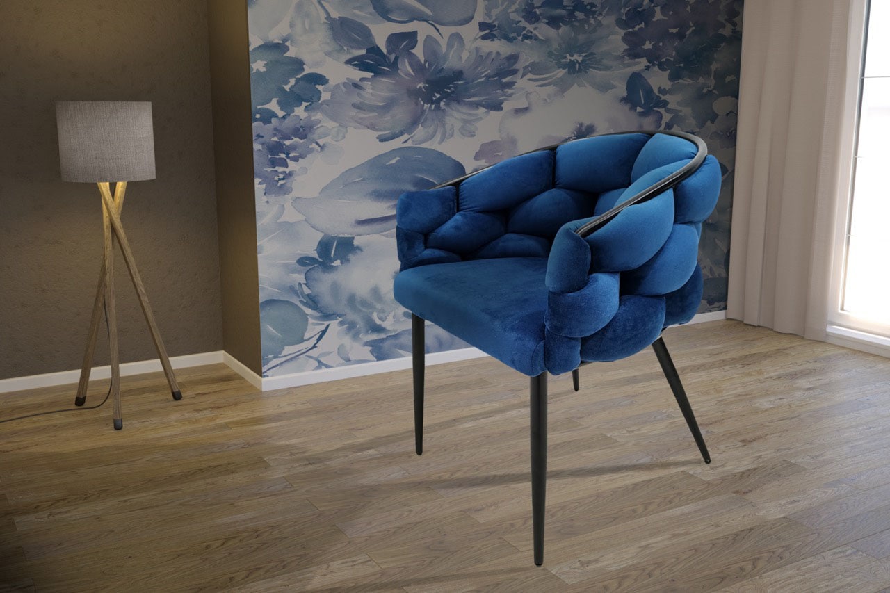 Kayoom Chaise rembourrée »Stuhl Grace 125 2er-Set, Gestell aus Eisen, bequem gepolstert« (Set) 2 cuisGraziöses Design, absolutes Eye-Catcher, geflochtener Rücken