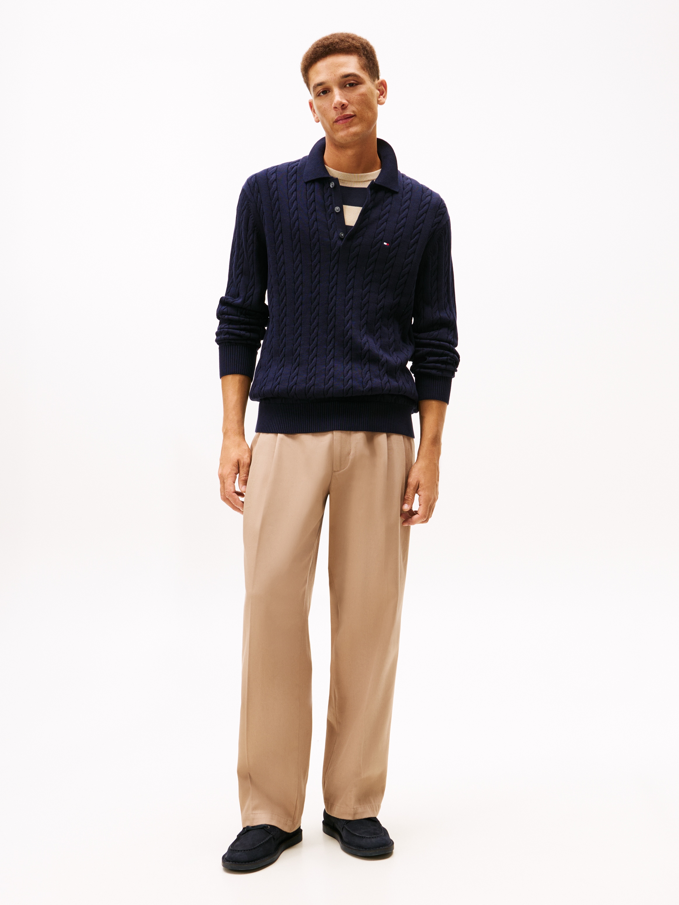 Tommy Hilfiger Pull à col polo »CLASSIC COTTON CABLE« mit Zopfmuster, regular fit