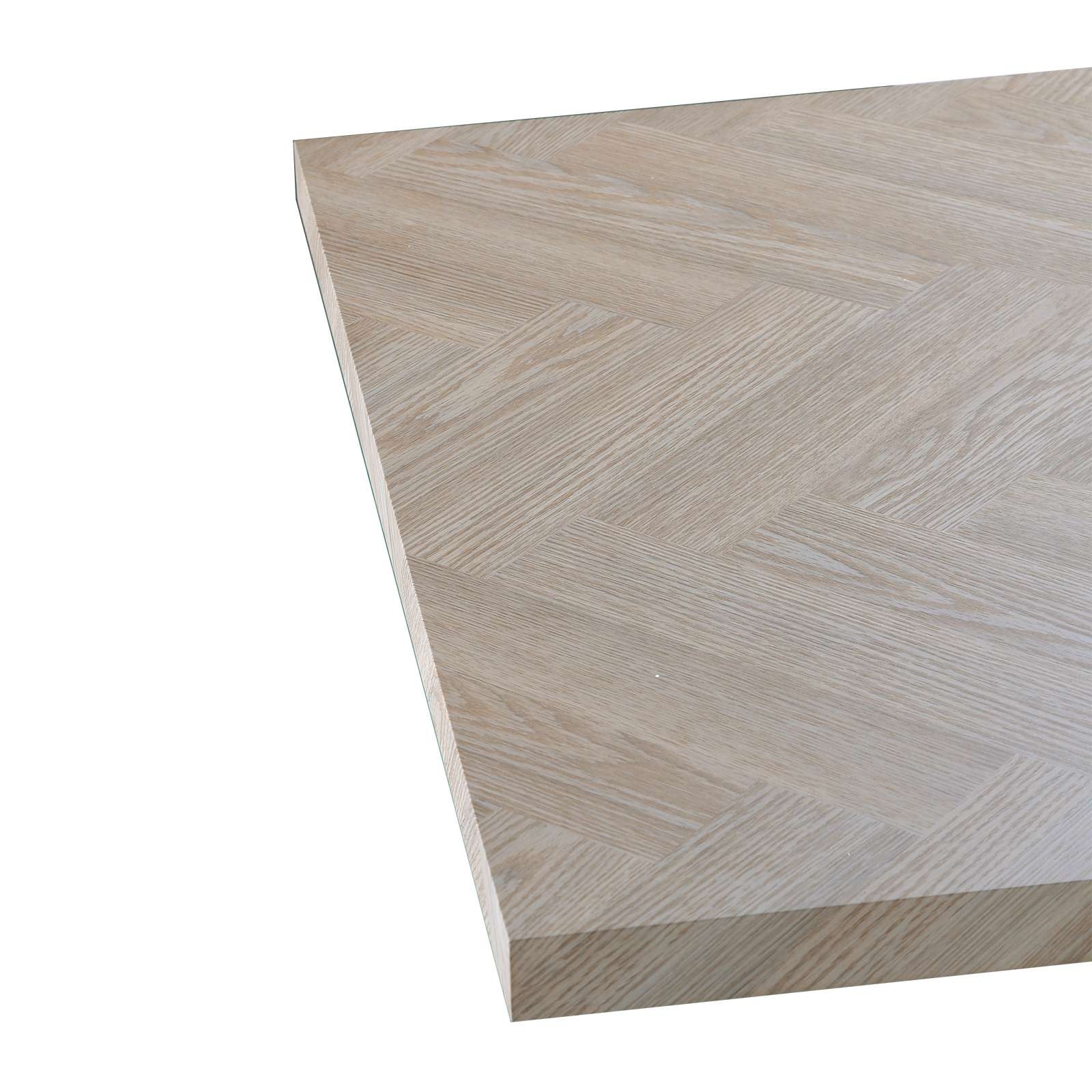 GOODproduct Table de salle à manger »Larchant« Tischplatte in Fischgrätoptik, schwarze Metallbeine, Höhe 76 cm