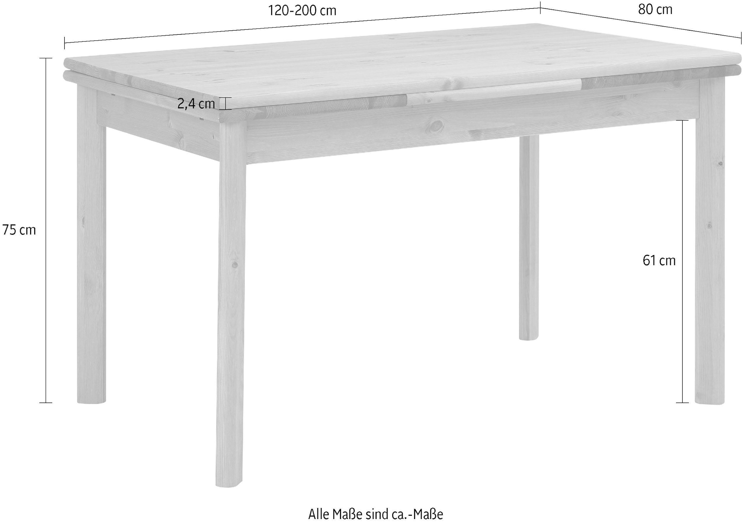 Home affaire Esstisch »Tirza« aus massiver Kiefer, FSC® zertifiziert, mit Auszugsfunktion