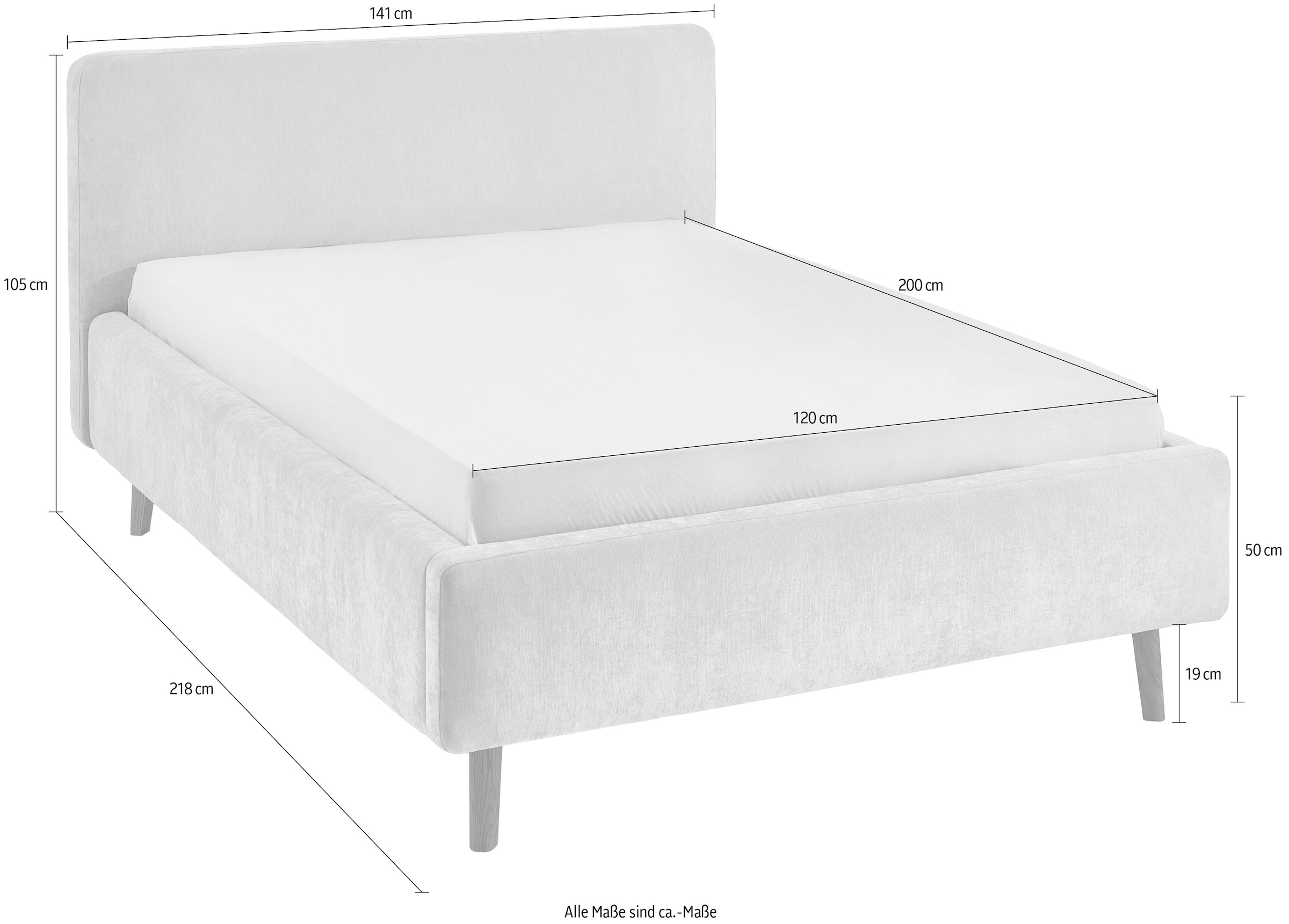 meise.möbel Lit rembourré »Polsterbett MATTIS, Bett wahlweise mit Bettkasten, Webstoff« Surfaces de couchage : 120x200cm, 140x200cm, 160x200cm & 180x200cm