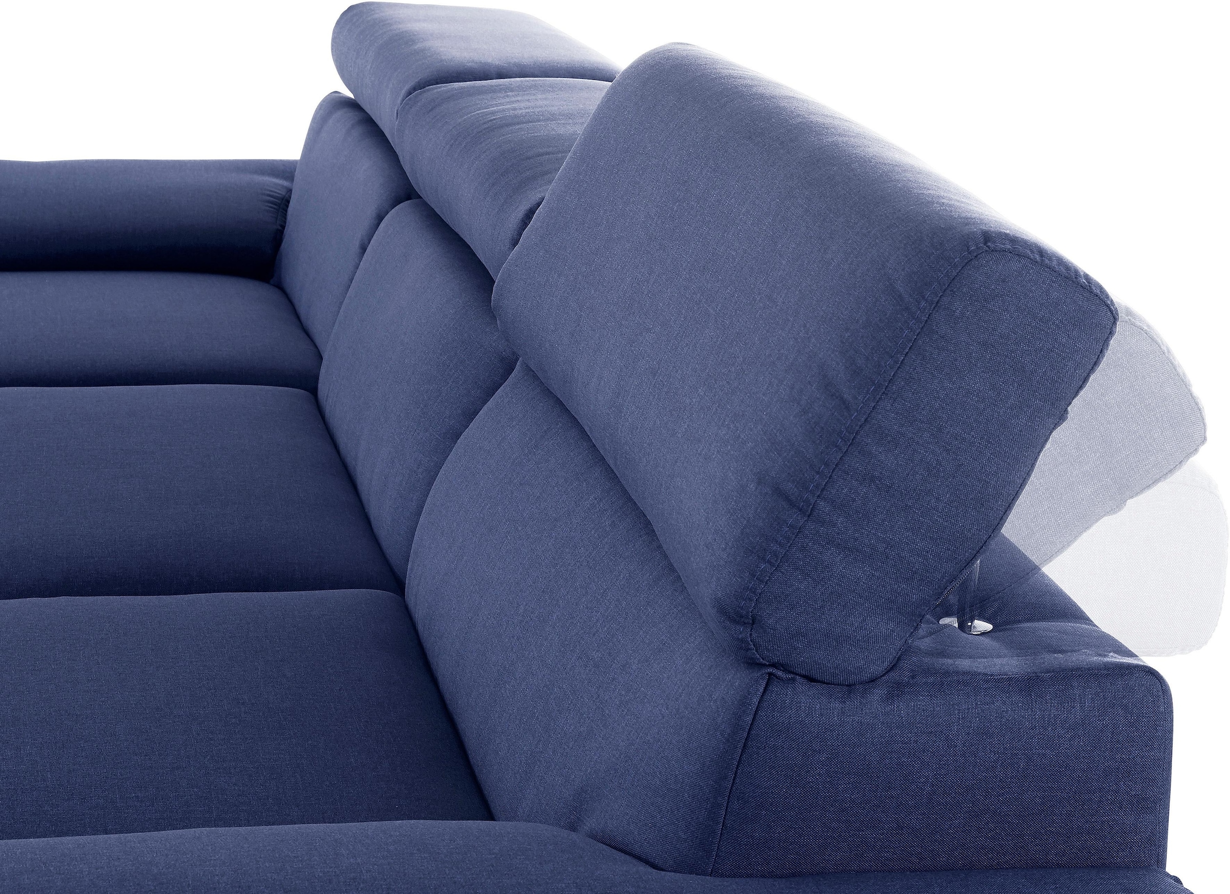 DOMO collection Canapé d'angle »Mira, inklusive Kopfteilverstellung für mehr Wohlfühlkomfort, L-Form« wahlweise mit Bettfunktion und Bettkasten, elegant und modern