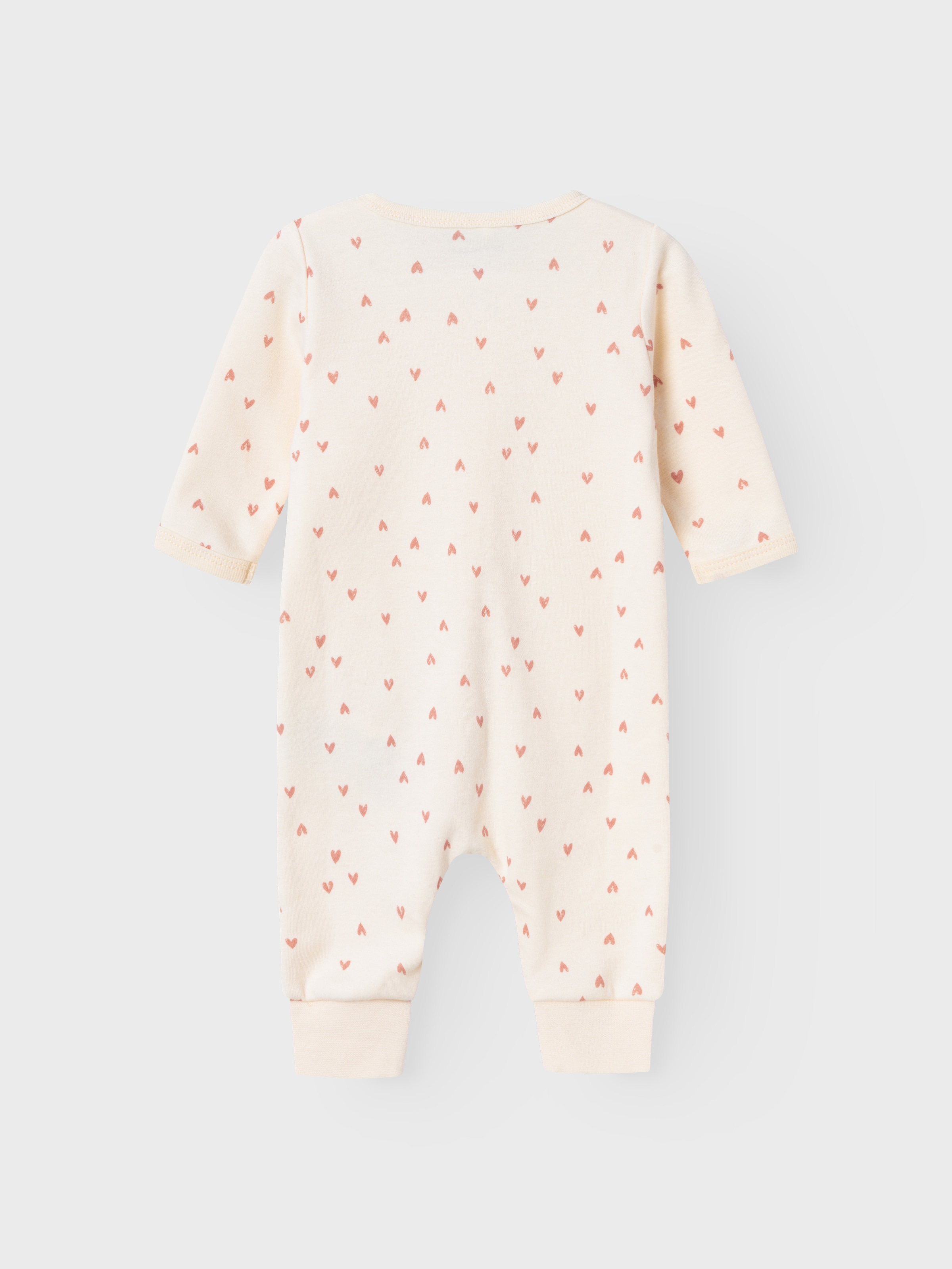 Name It Schlafanzug »NBFNIGHTSUIT ZIP BUTTERCREAM HEARTS NOOS« aus Baumwolle in Jersey-Qualität, Relaxed Fit, mit Reissverschluss