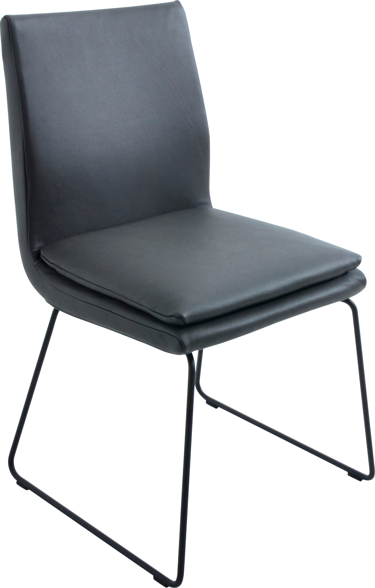 K+W Komfort & Wohnen Chaise de salle à manger »Creso Lederstuhl« () avec coussin d'assise et patin rond en métal noir structuré