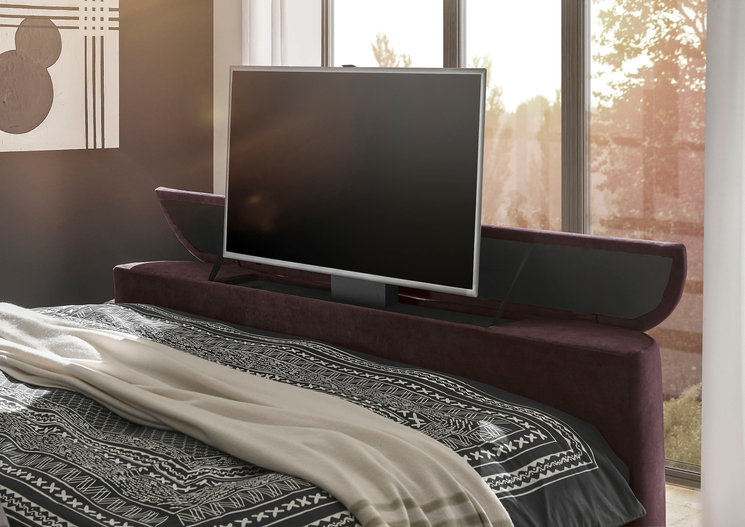 ED EXCITING DESIGN Lit boxspring »Dallas« 7 cuis tlg. inkl. Topper, LED-Beleuchtung, TV Halterung und zwei Bettkästen