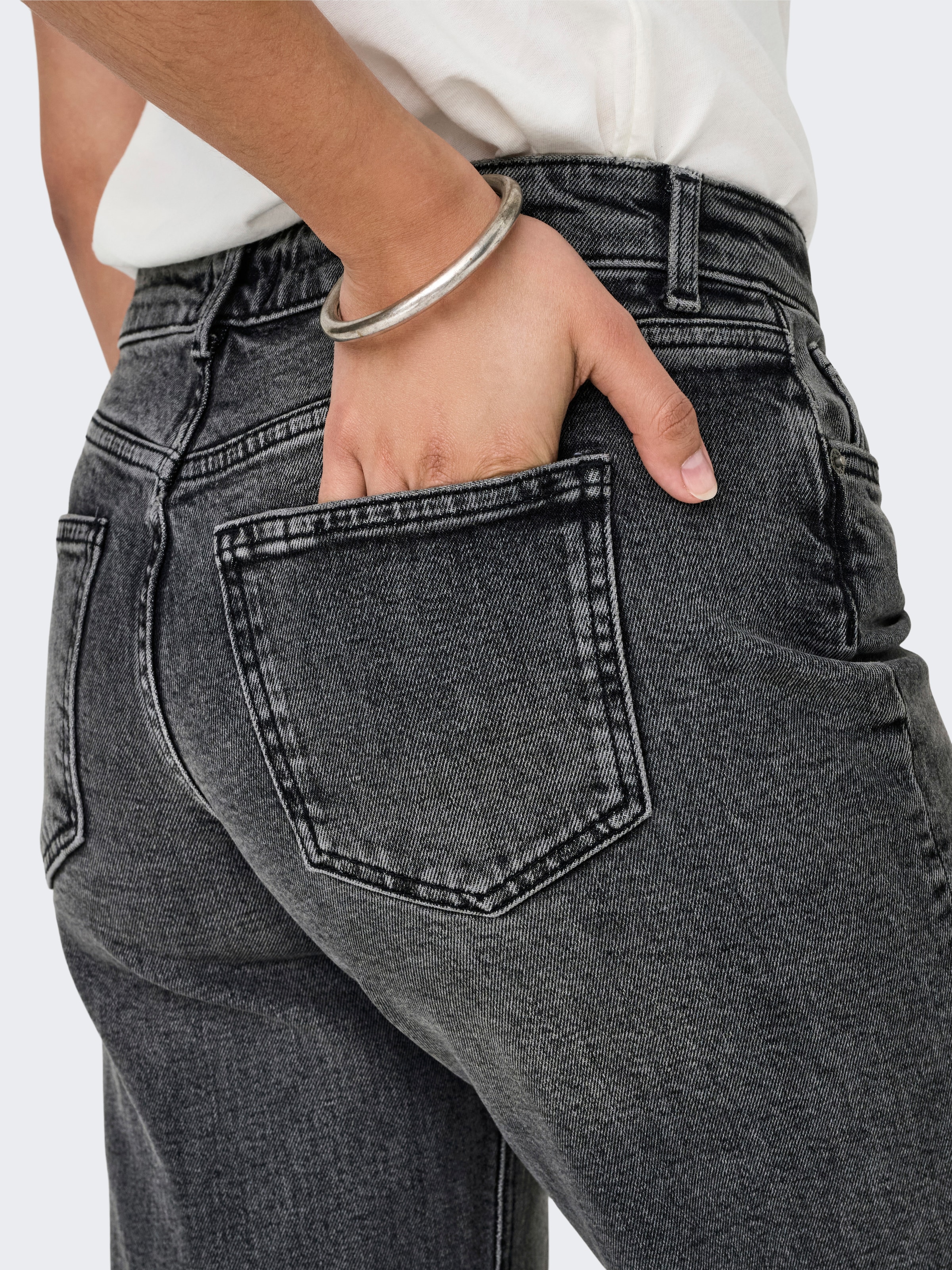 ONLY Jeans taille basse »ONLJUICY LW WIDE DNM DOT890 NOOS« mélange de coton