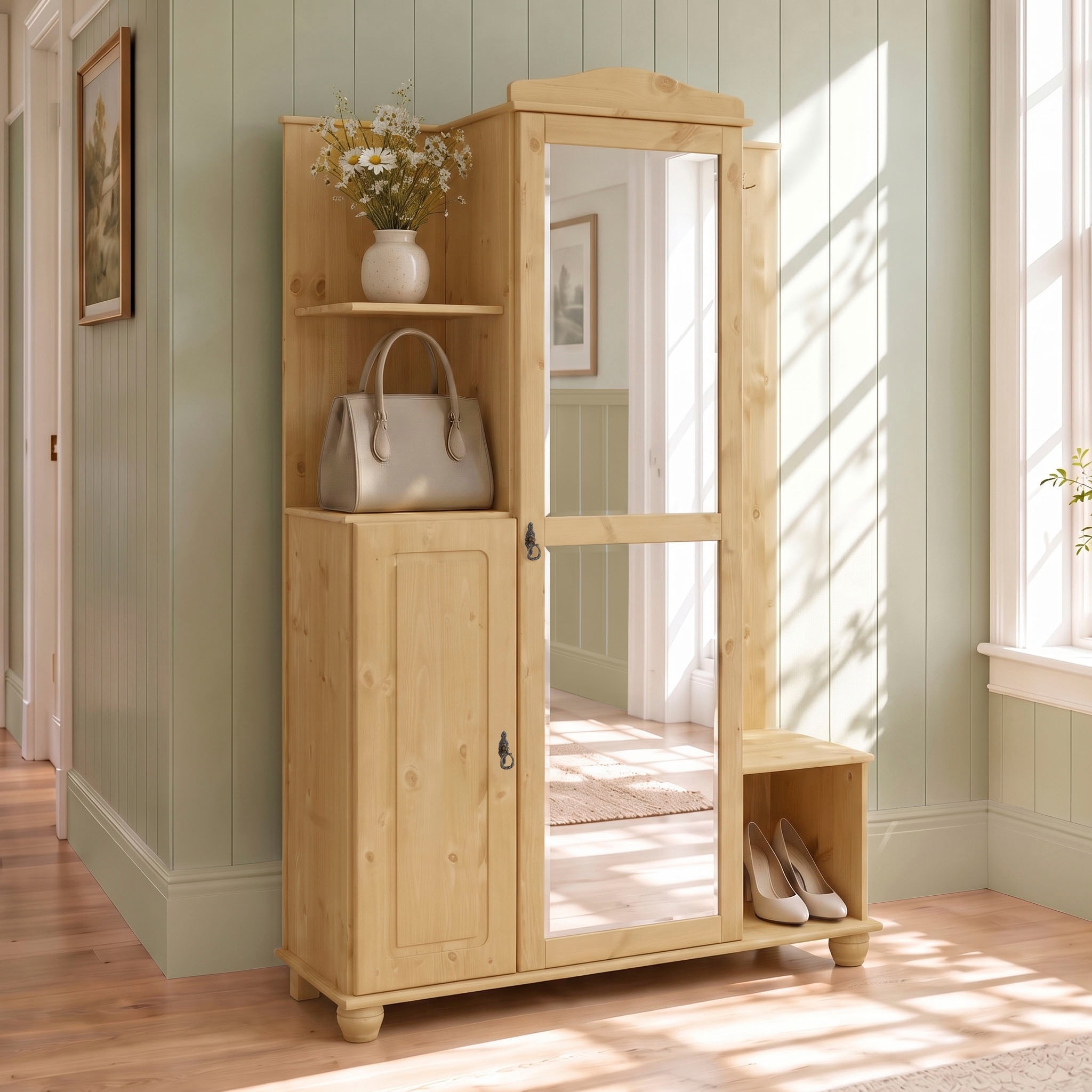 GOODproduct Vestiaire compact »Finca« en pin massif, avec beaucoup d'espaces de rangement