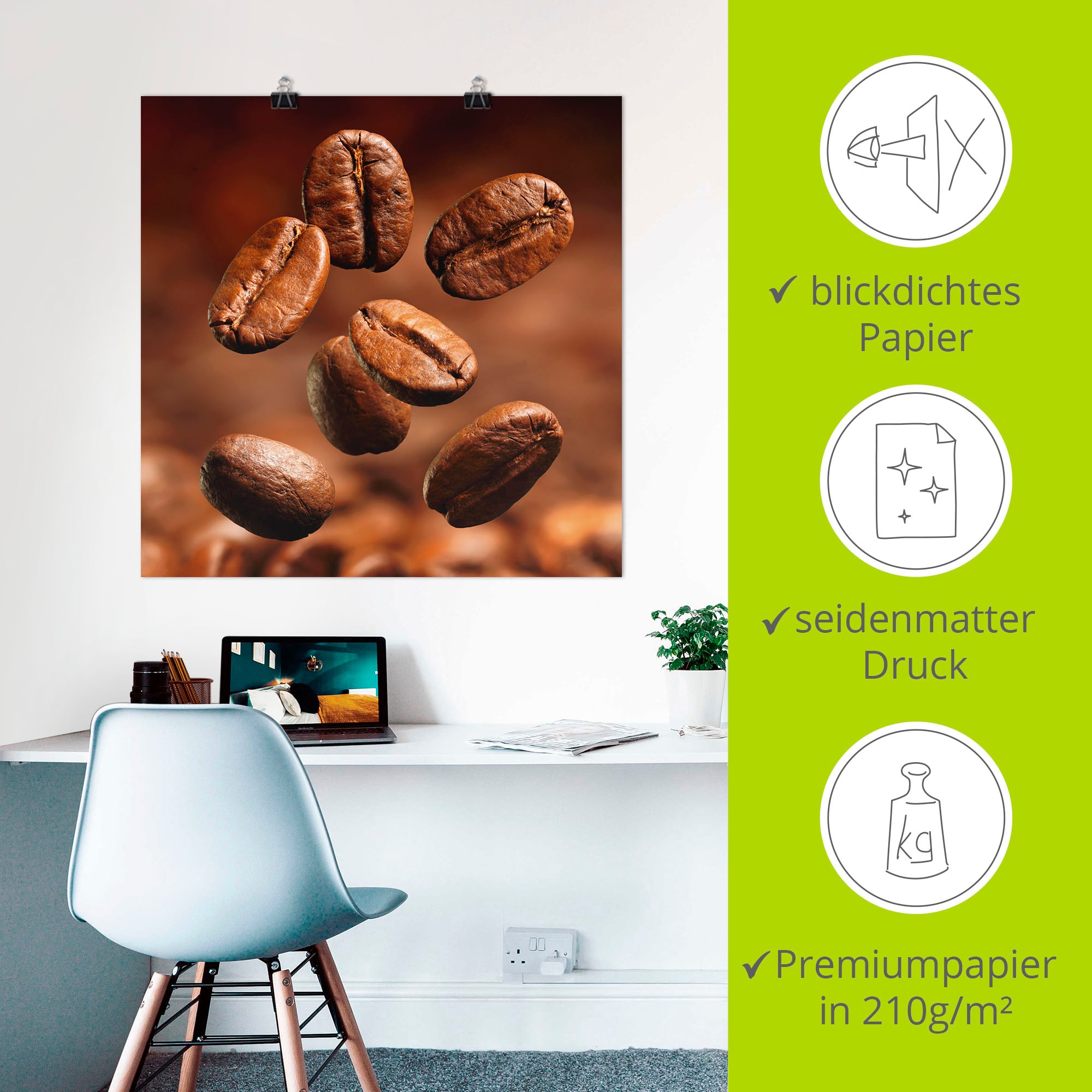 Artland Poster »Nahaufnahme von Kaffeebohnen« 1 cuis tlg. ohne Rahmen