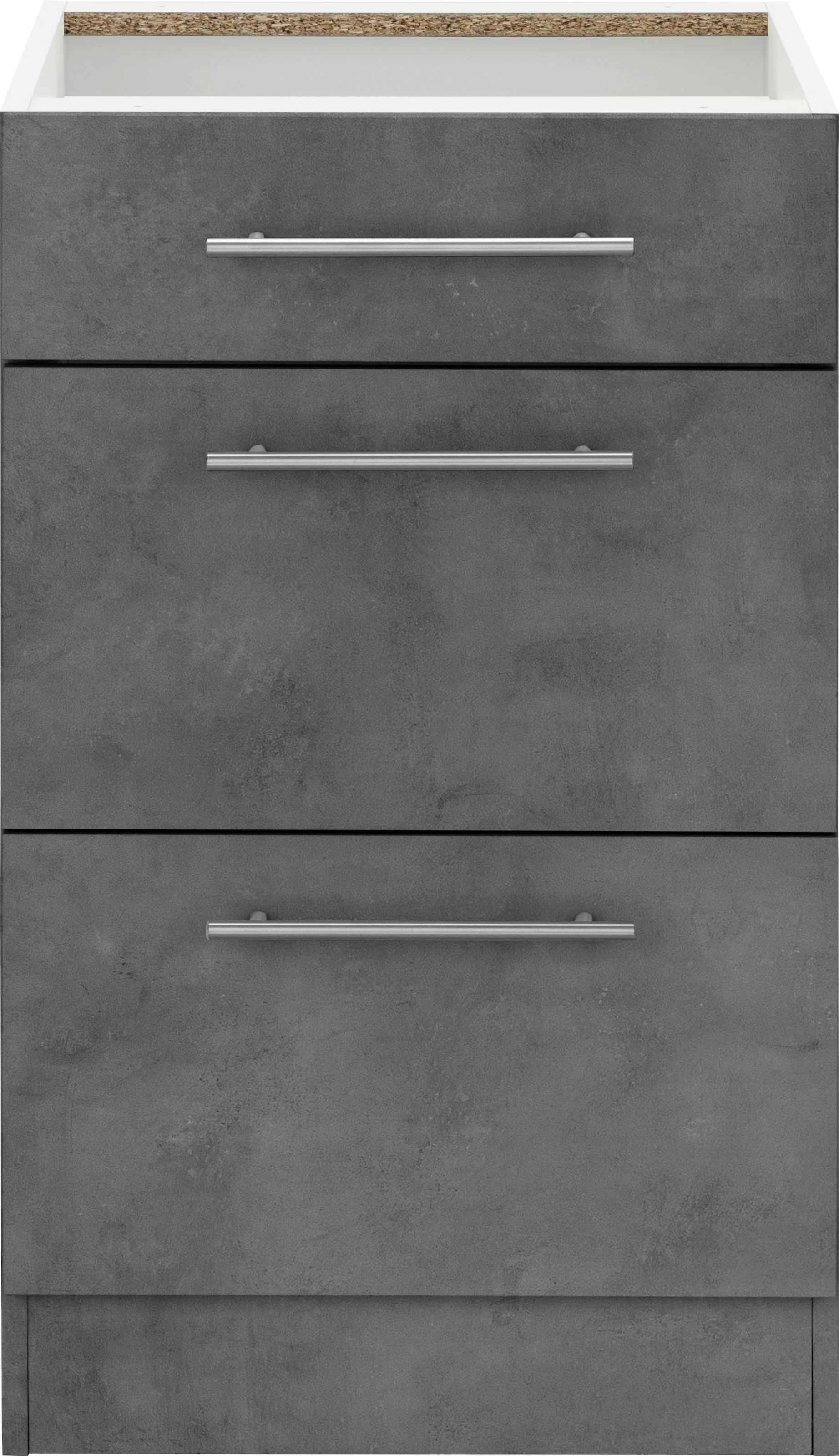 wiho Küchen Armoire basse »Cali« 50 cm de large, avec 2 grands tiroirs sans plan de travail